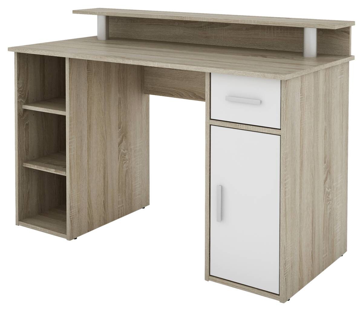 Schreibtisch DIEGO Eiche Sonoma Nachbildung weiß silber B/H/T: ca. 120x88x55 cm