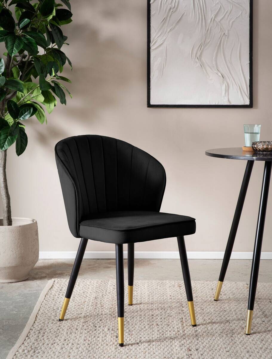 Stuhl 2er Set schwarz Polyester B/H/T: ca. 55x83x53 cm