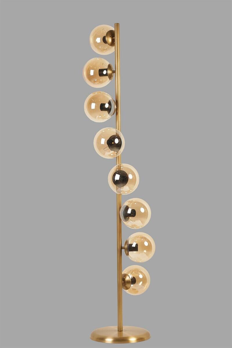 Opviq Stehleuchte gold Glas Metall B/H/L: ca. 30x155x30 cm E27 8 Brennstellen