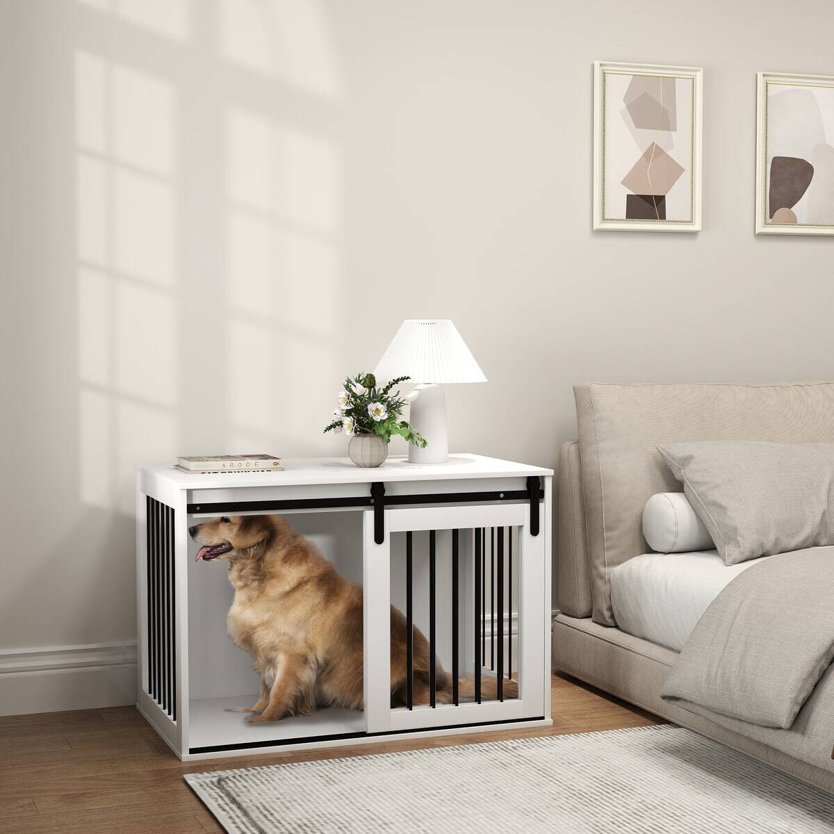 PawHut Hundekäfig weiß Stahl B/H/L: ca. 58x61x98 cm