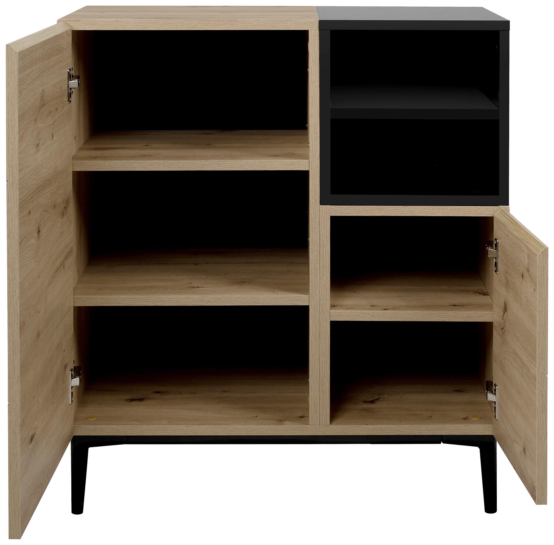 Kommode Nola Eiche Artisan Nachbildung schwarz B/H/T: ca. 80x90x42 cm