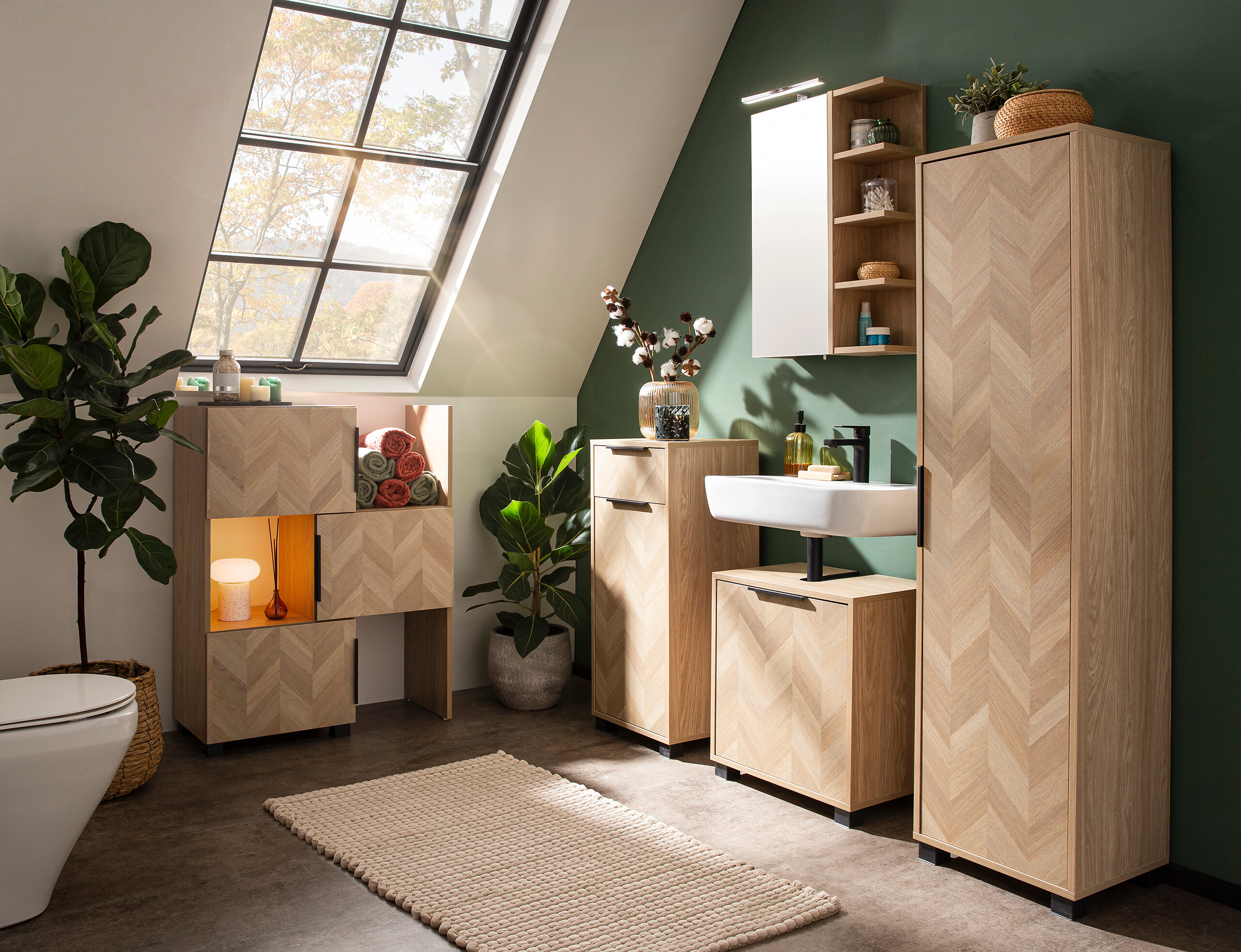 Waschbeckenunterschrank Piazza Eiche Nachbildung B/H/T: ca. 50,3x56x33 cm