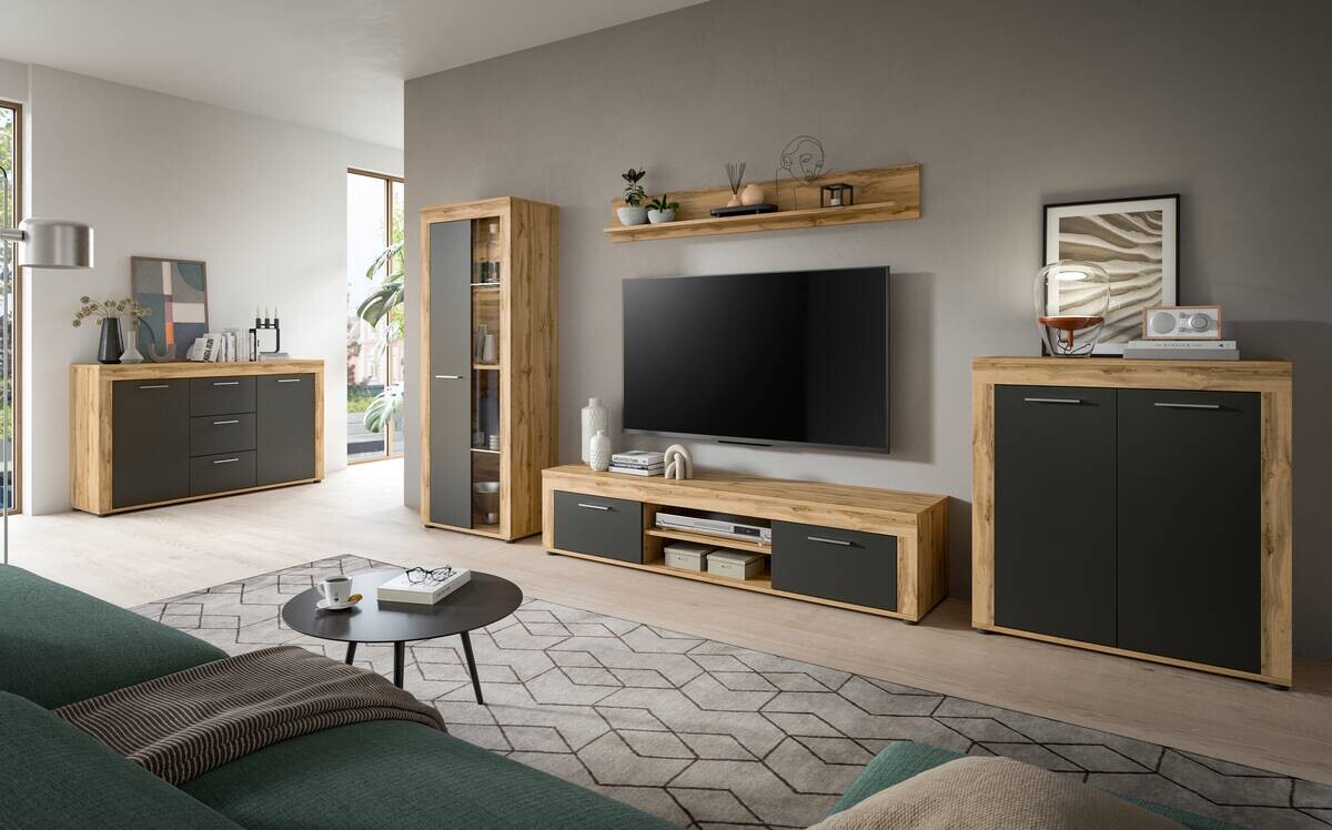 Sideboard Jam Eiche Wotan Nachbildung grau B/H/T: ca. 125x80x35 cm