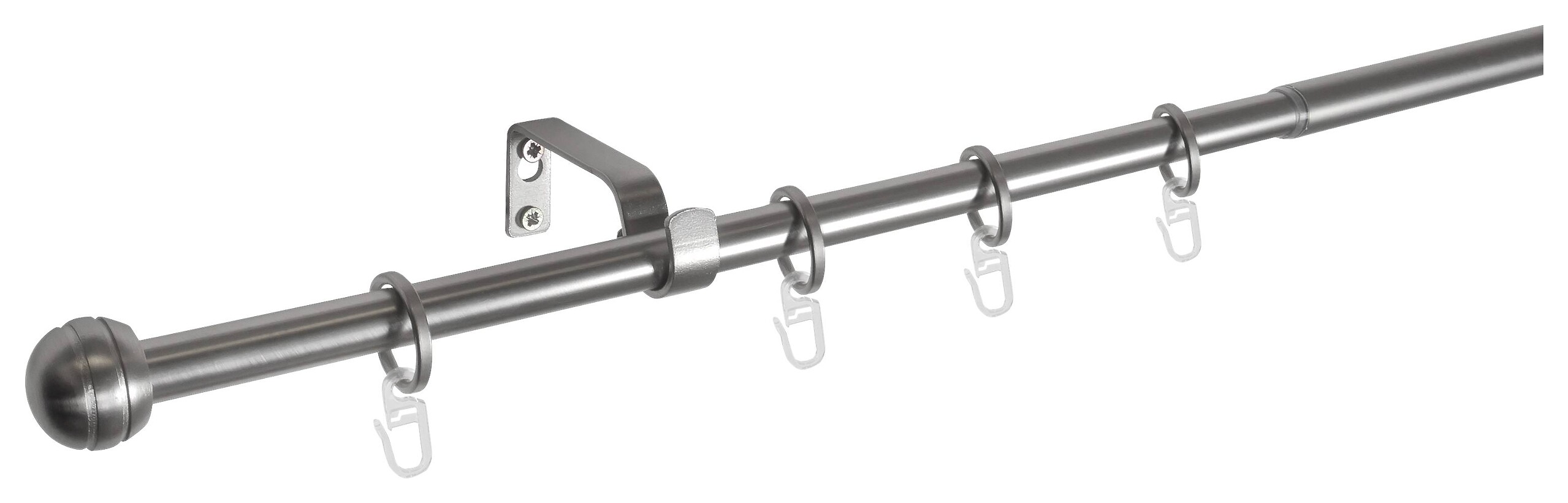 Gardinenstange Edelstahloptik Metall ausziehbar von ca. 120 bis 210 cm 1.0 Läufe