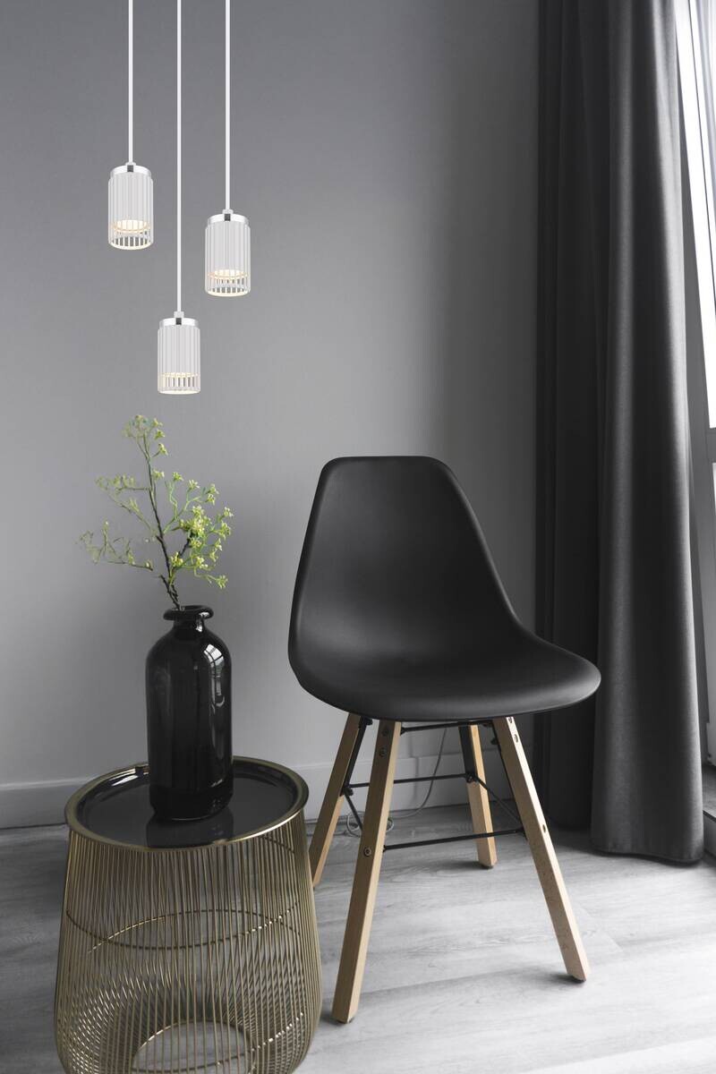 GLOBO Pendelleuchte weiß Metall Aluminium H/D: ca. 115,5x21 cm GU10 3 Brennstellen