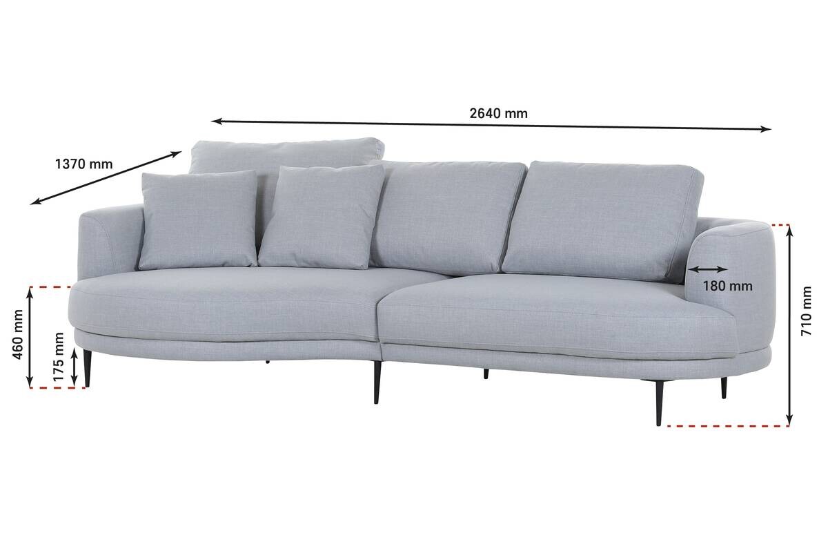 Ecksofa weiß Flachgewebe B/H/T: ca. 264x92x137 cm