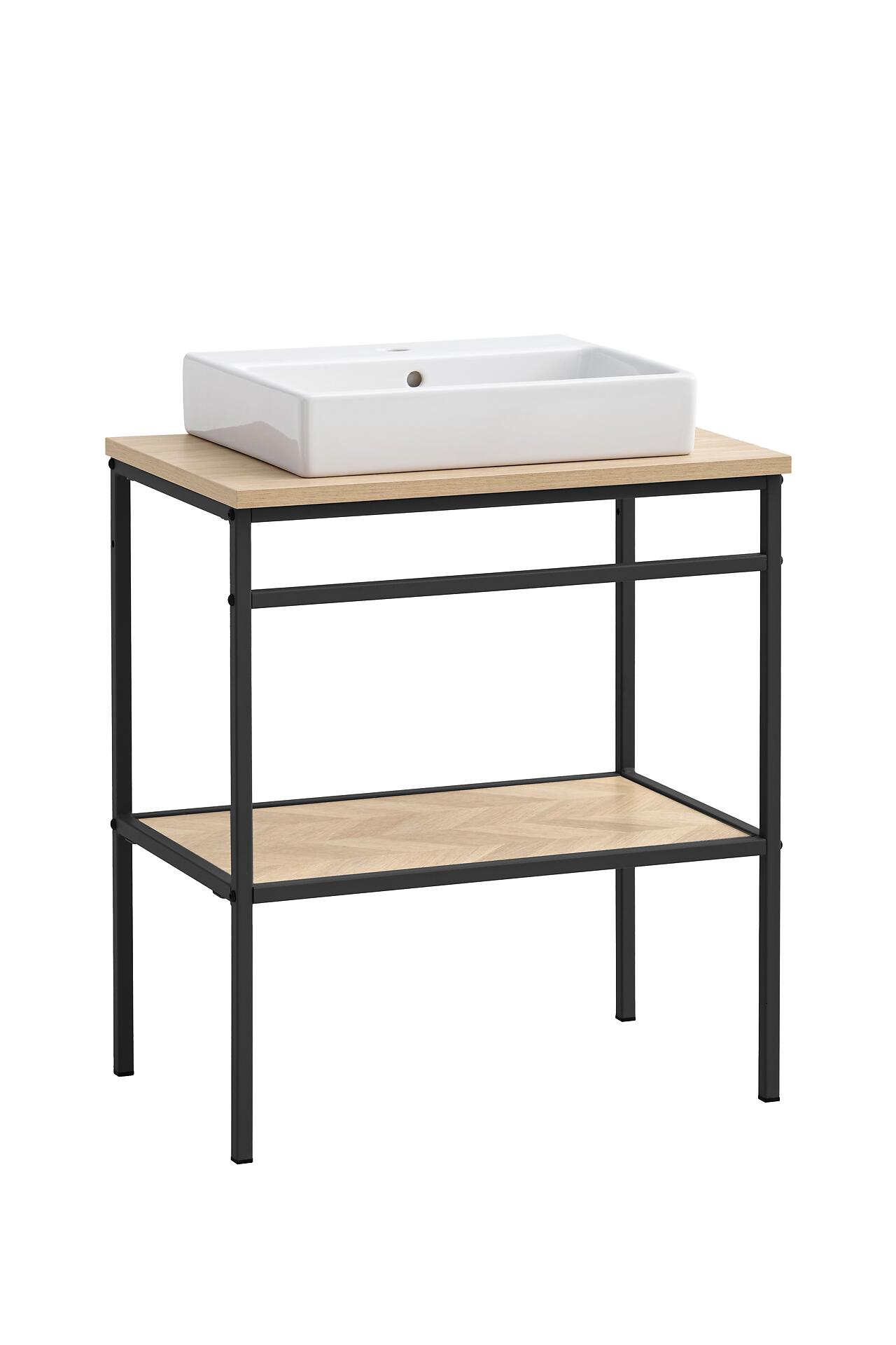 Waschbeckenunterschrank Lorna Eiche Nachbildung schwarz B/H/T: ca. 70x89,2x45 cm