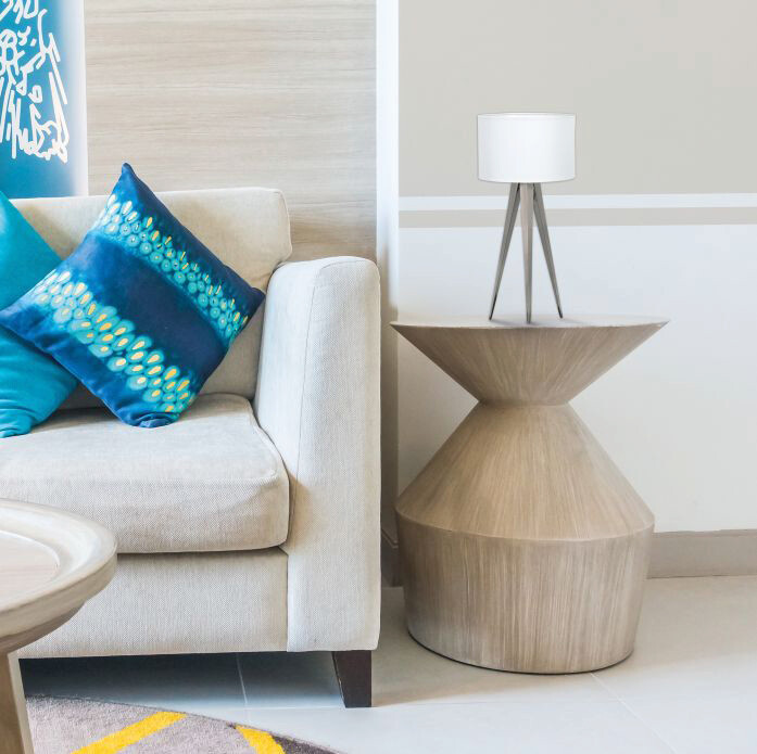 Näve Leuchten Hockerleuchte NV3134323 weiß Holz Stoff H/D: ca. 62x28 cm 1 Brennstellen