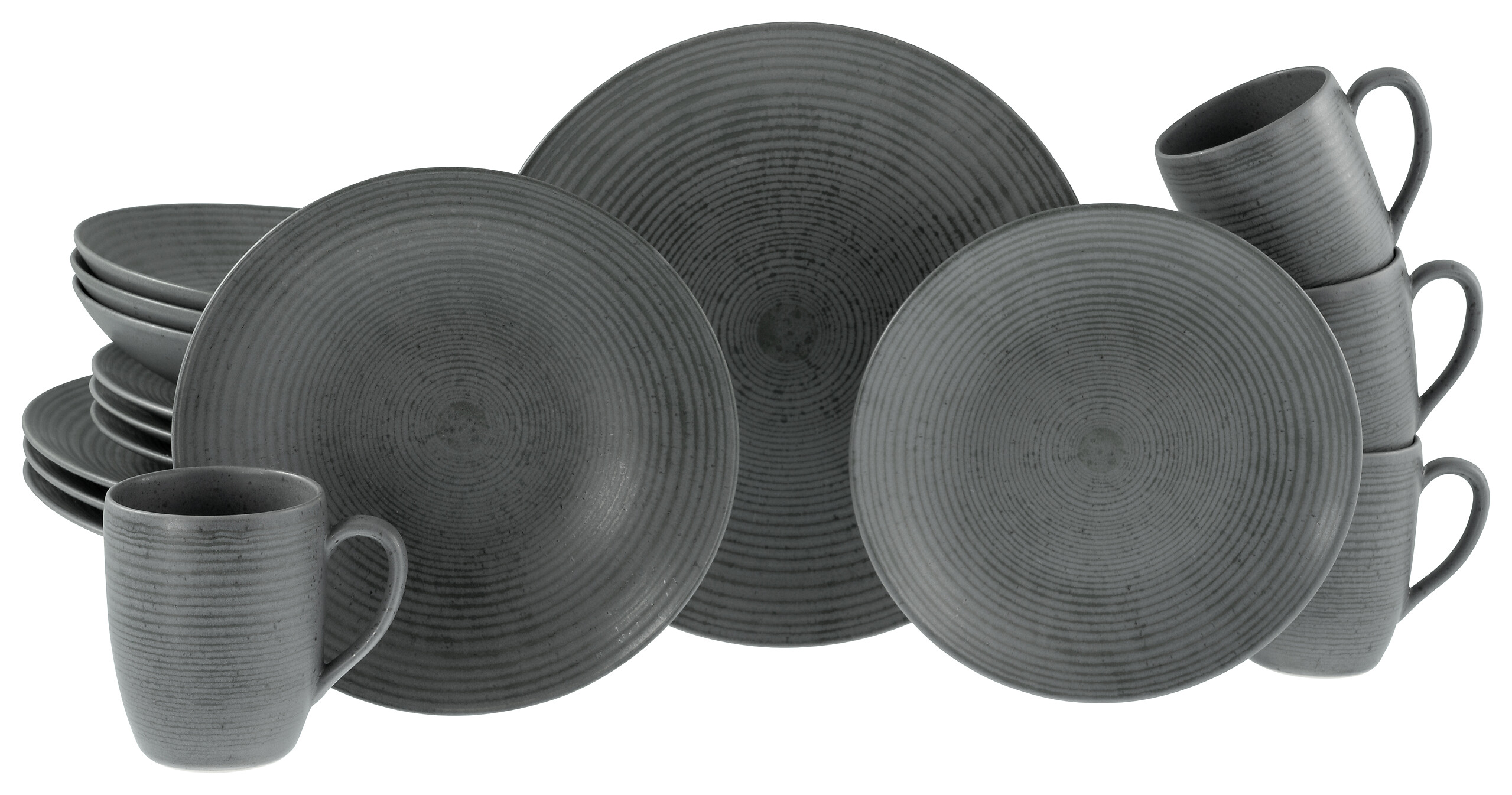 CreaTable Kombiservice Catania anthrazit Steinzeug 16 tlg.