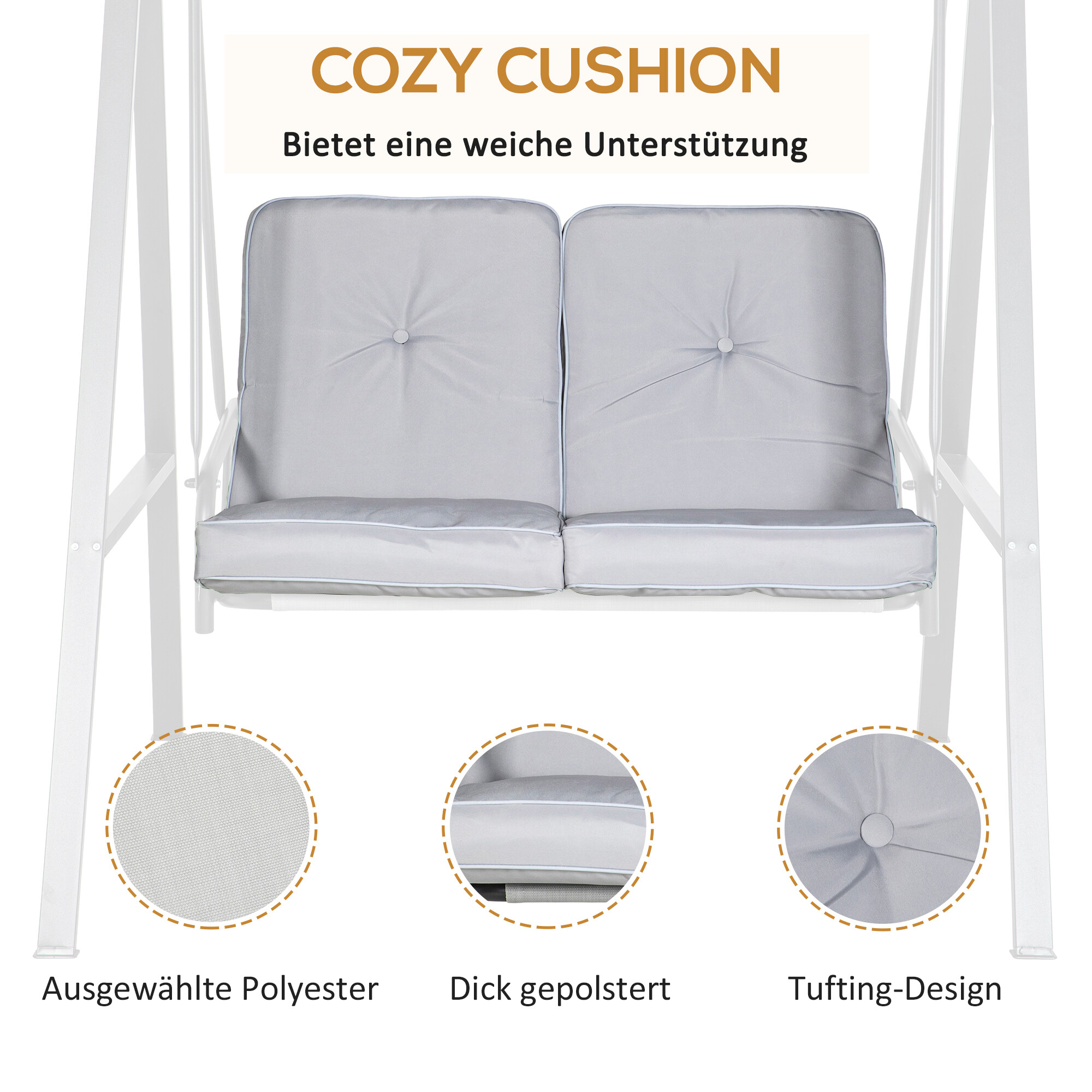 Outsunny Hollywoodschaukel grau Stahl B/H/L: ca. 116x172x145 cm