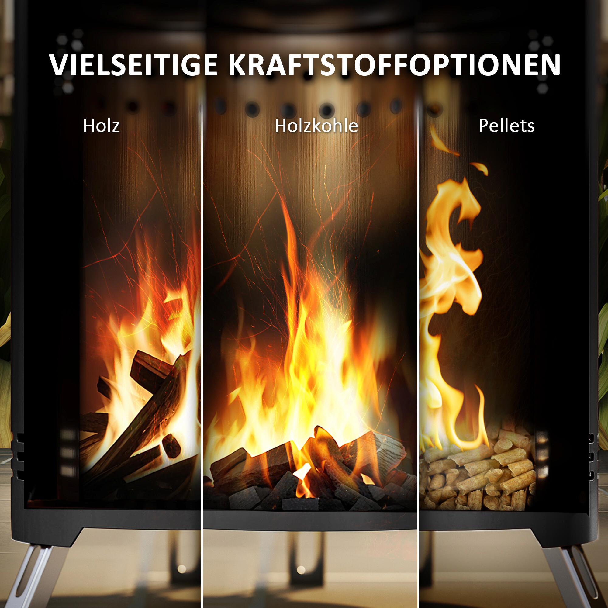 Outsunny Feuerschale schwarz Edelstahl B/H/L: ca. 16x25x16 cm