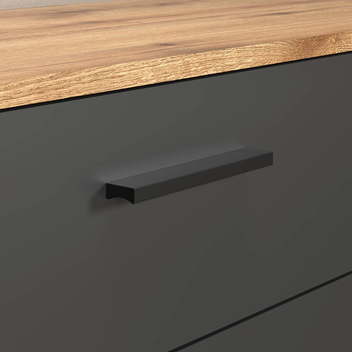 Kommode Esteban anthrazit Eiche Evoke Coast Nachbildung B/H/T: ca. 181x86x38 cm
