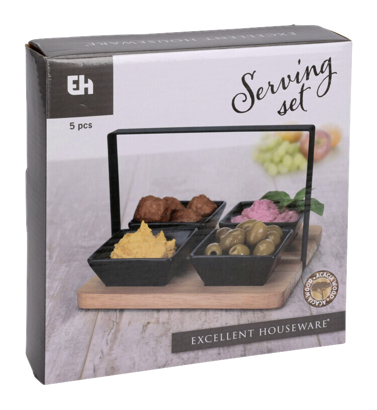 Servierset schwarz Steingut B/L: ca. 20x20 cm