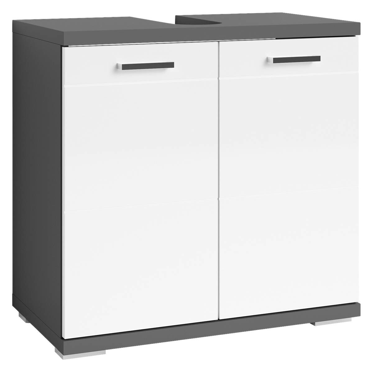 Waschbeckenunterschrank NEBRASKA anthrazit weiß Lack Hochglanz silber Holzwerkstoff Holzwerkstoff Metall B/H/T: ca. 60x59x31,5 cm