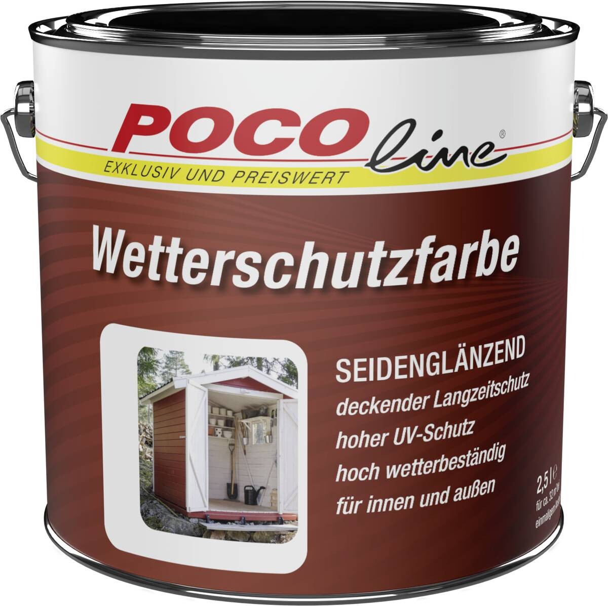 POCOline Wetterschutzfarbe rot seidenmatt ca. 2,5 l