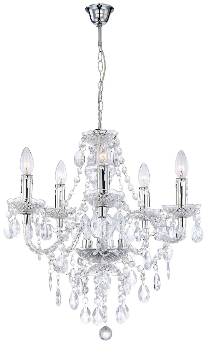 POCOline Kronleuchter Agatha transparent Acryl Metall B/H/L: ca. 51x149x51 cm E14 5 Brennstellen