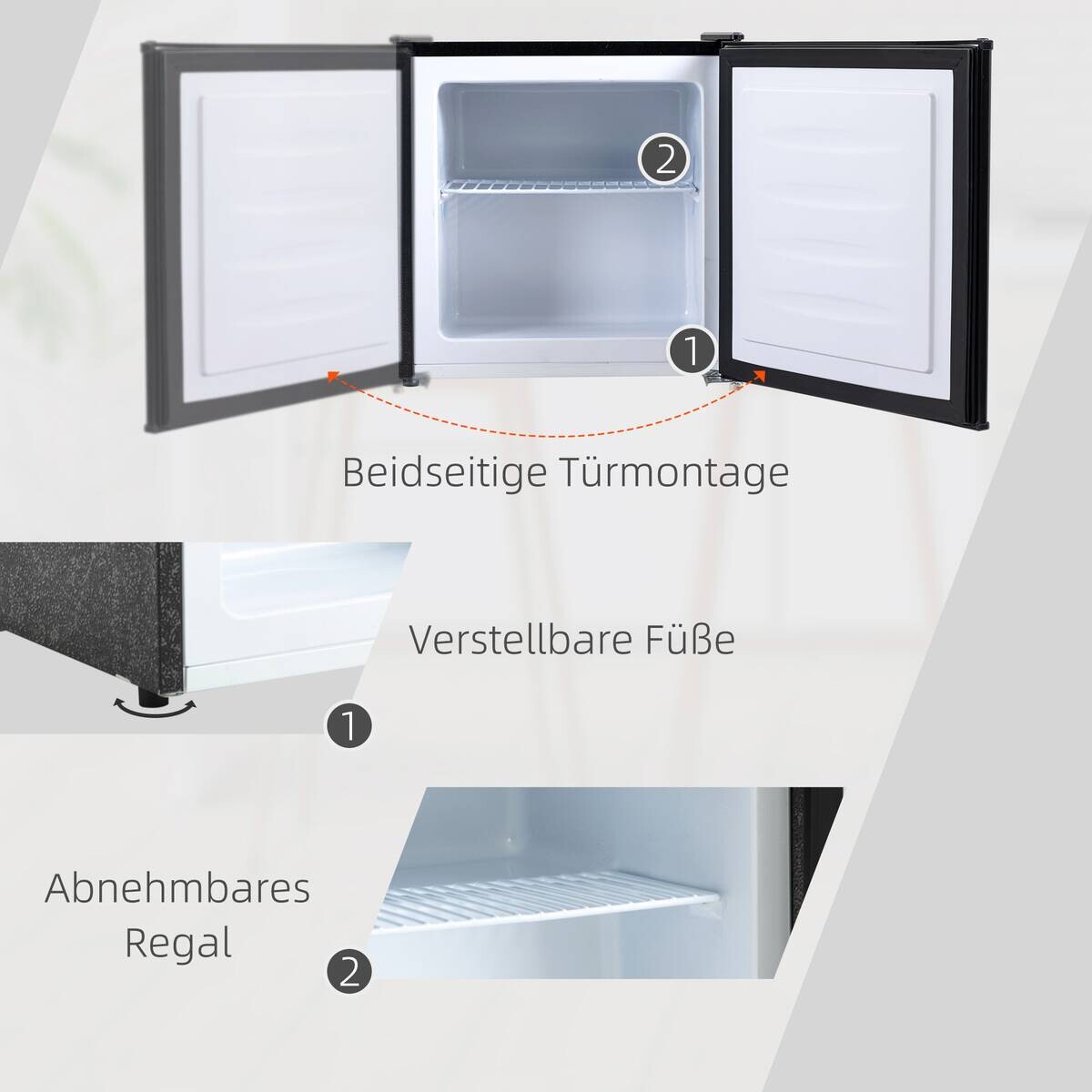 HOMCOM Mini-Gefrierschrank 800-127V90BK schwarz B/H/L: ca. 44,2x47x48,8 cm