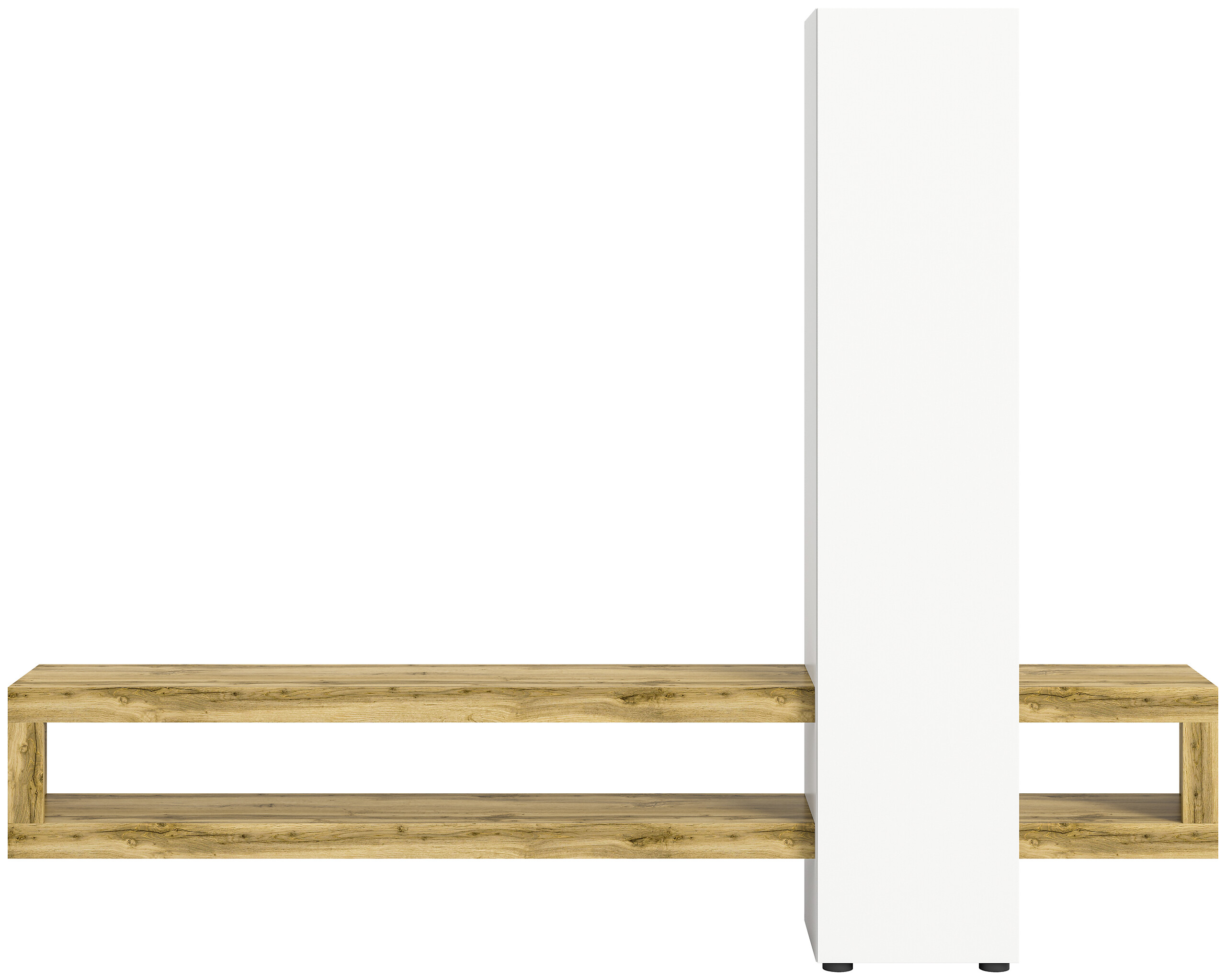 Wohnwand Samba weiß Eiche Wotan Nachbildung B/H/T: ca. 240x190x35 cm