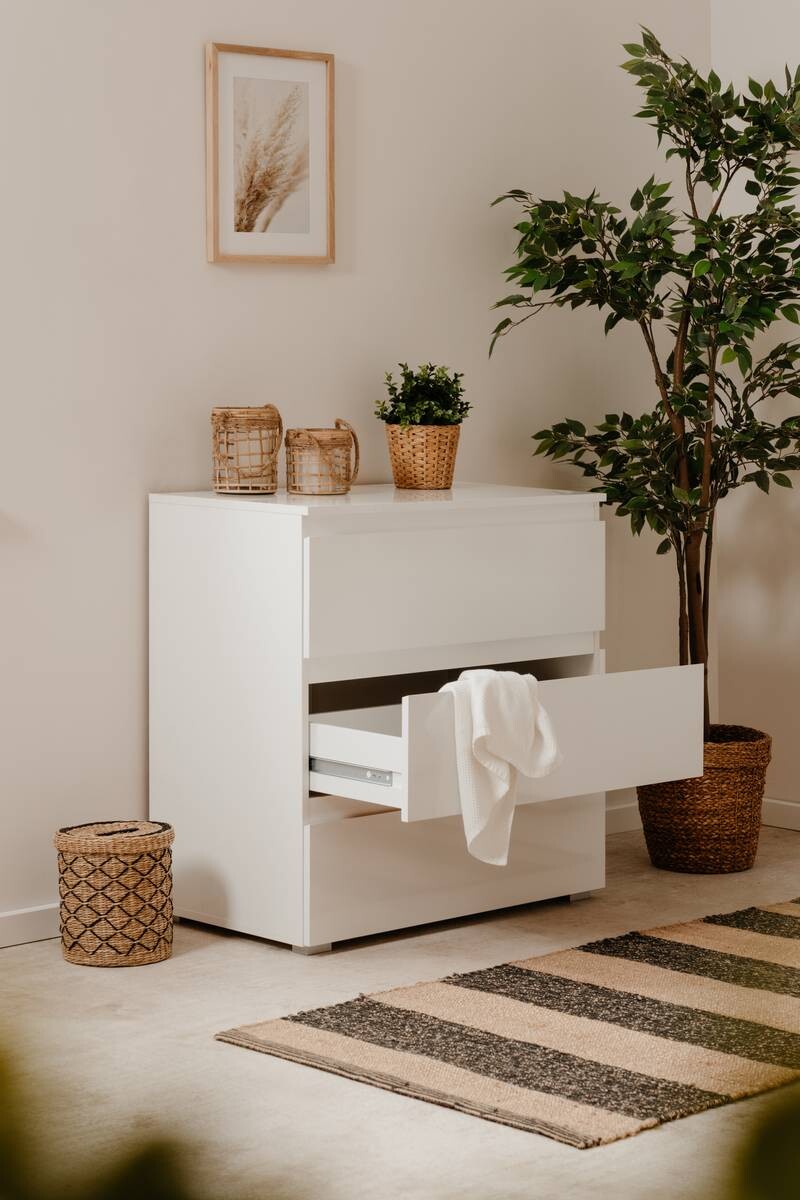 Schubkastenkommode Capetown weiß glänzend weiß B/H/T: ca. 80x80x45 cm