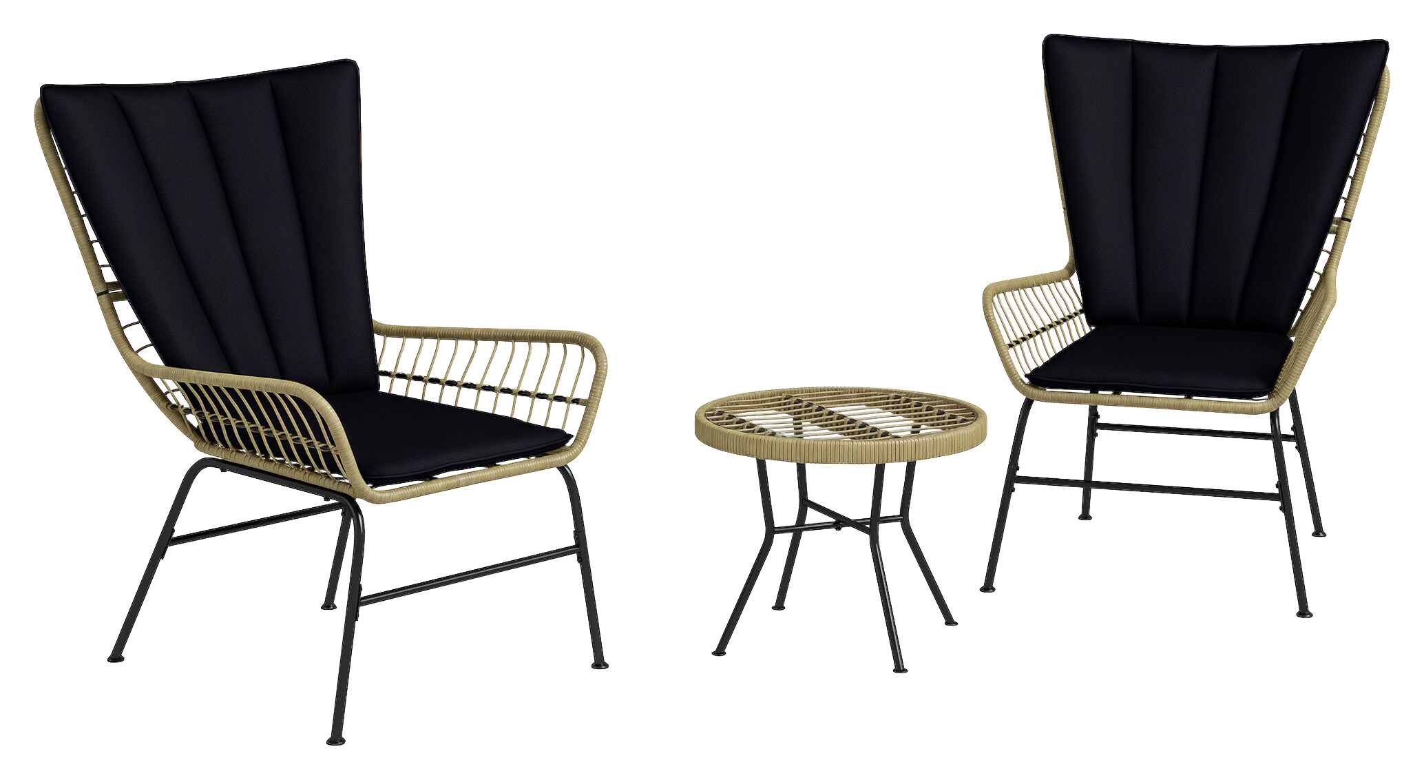 Outsunny Bistro-Set schwarz Polyrattan B/H/L: ca. 68x95x78 cm