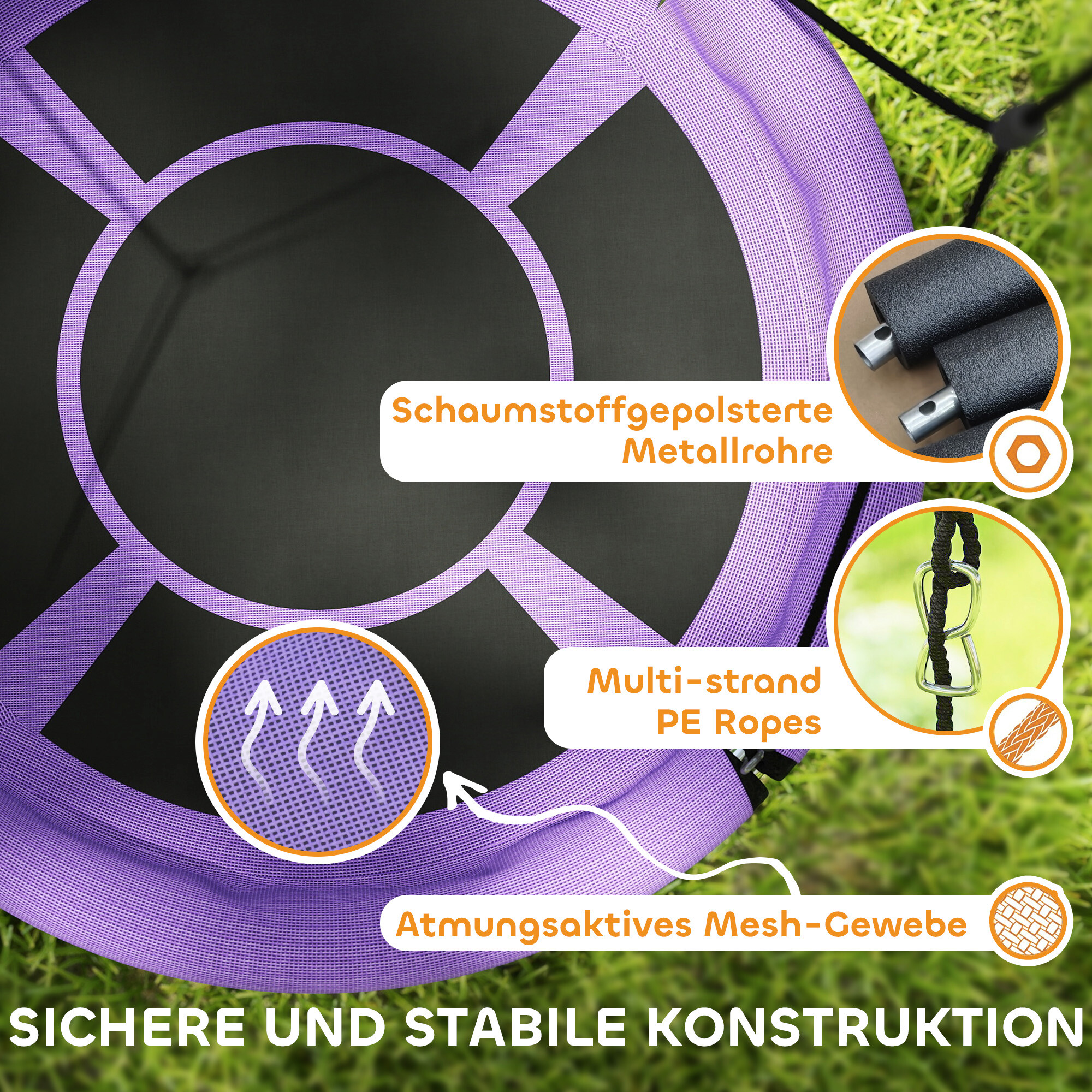 AIYAPLAY Kinderschaukel schwarz B/H/L: ca. 98x190x98 cm