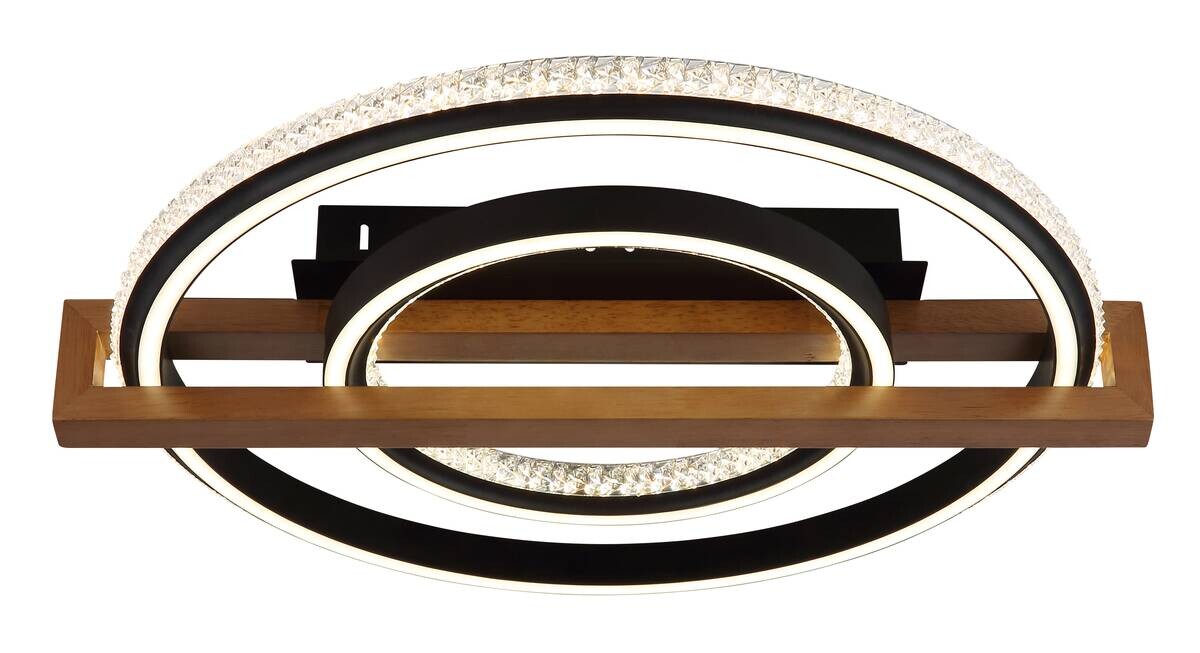 GLOBO LED-Deckenleuchte mattschwarz Opal dunkelbraun Metall Kunststoff Holz B/H/L: ca. 55x11,5x50 cm 1 Brennstellen