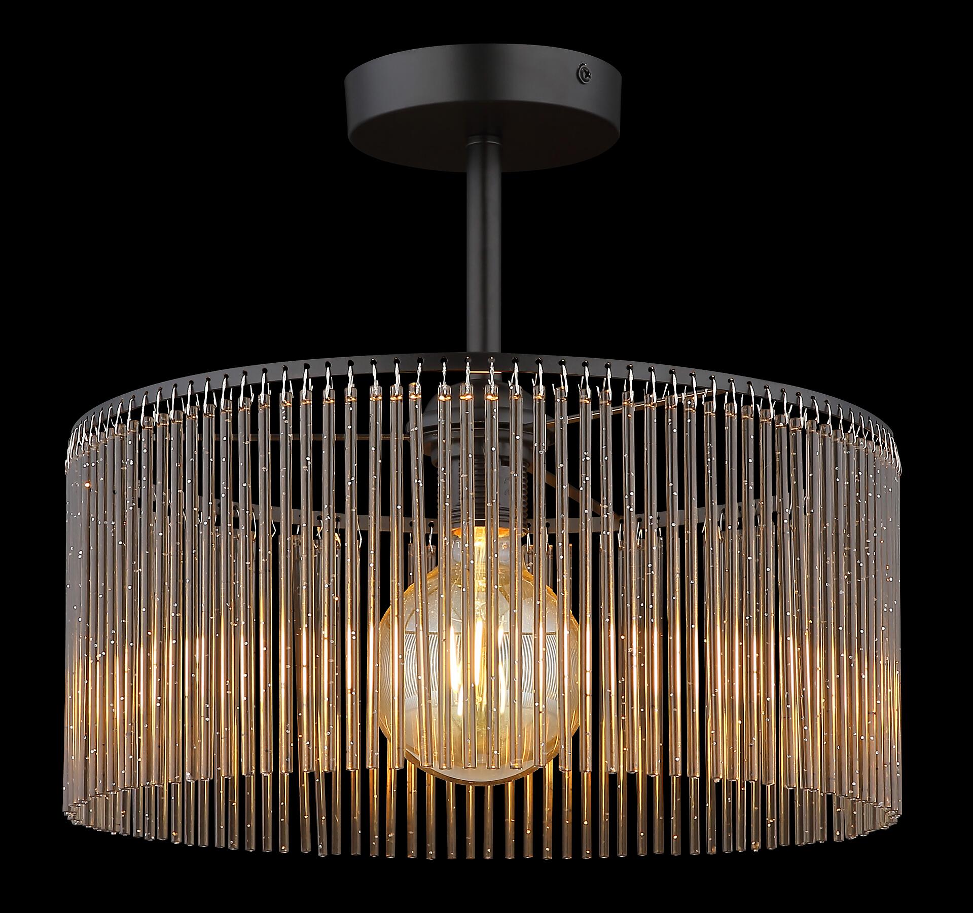 GLOBO Deckenleuchte Leeds schwarz Rauch Metall Kunststoff H/D: ca. 32x35 cm E27 1 Brennstellen