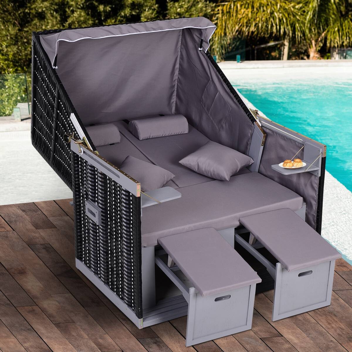 Outsunny Strandkorb grau Metall B/H/T: ca. 118x150x79 cm