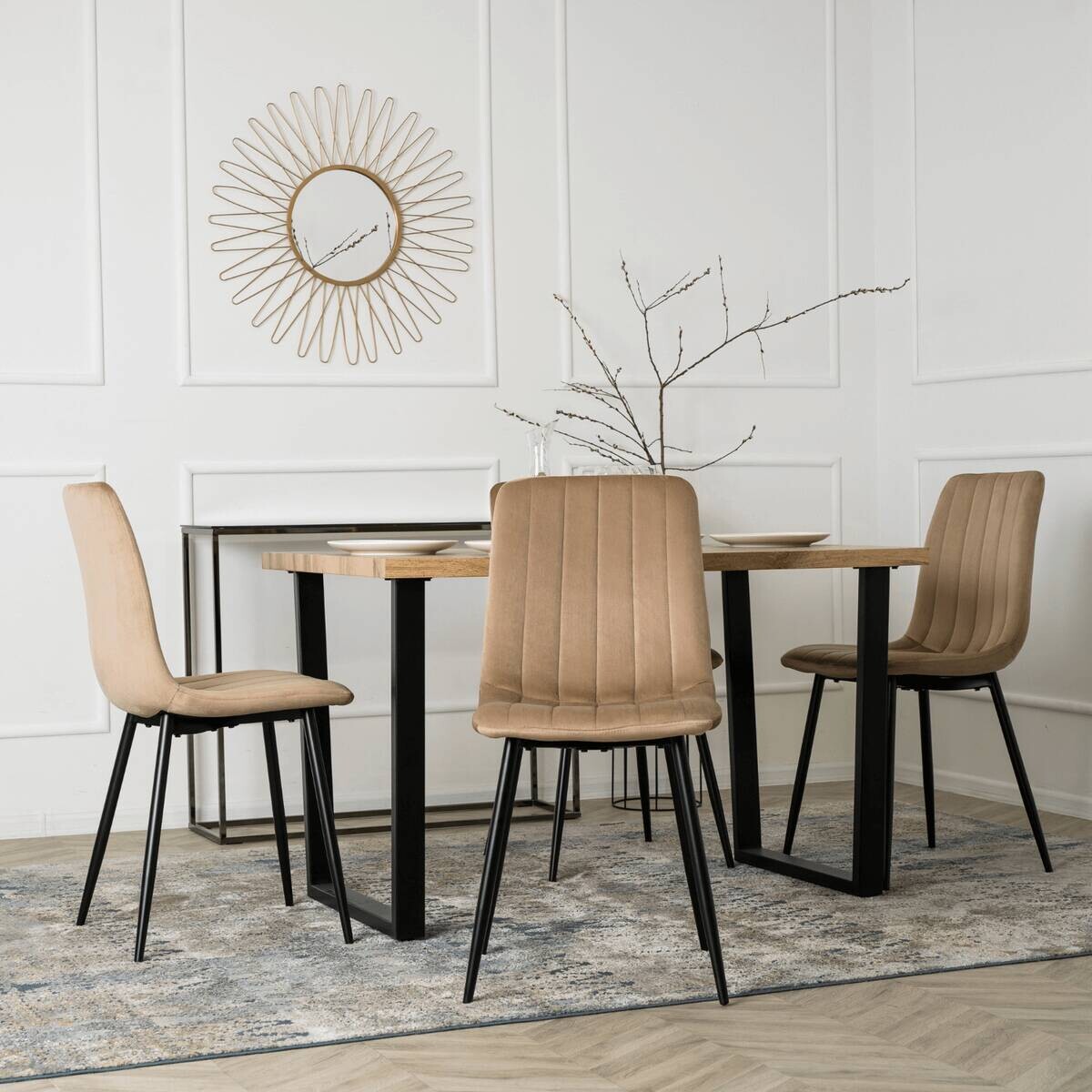 Stuhl IBIS beige Velourstoff B/H/T: ca. 43x90,5x50 cm