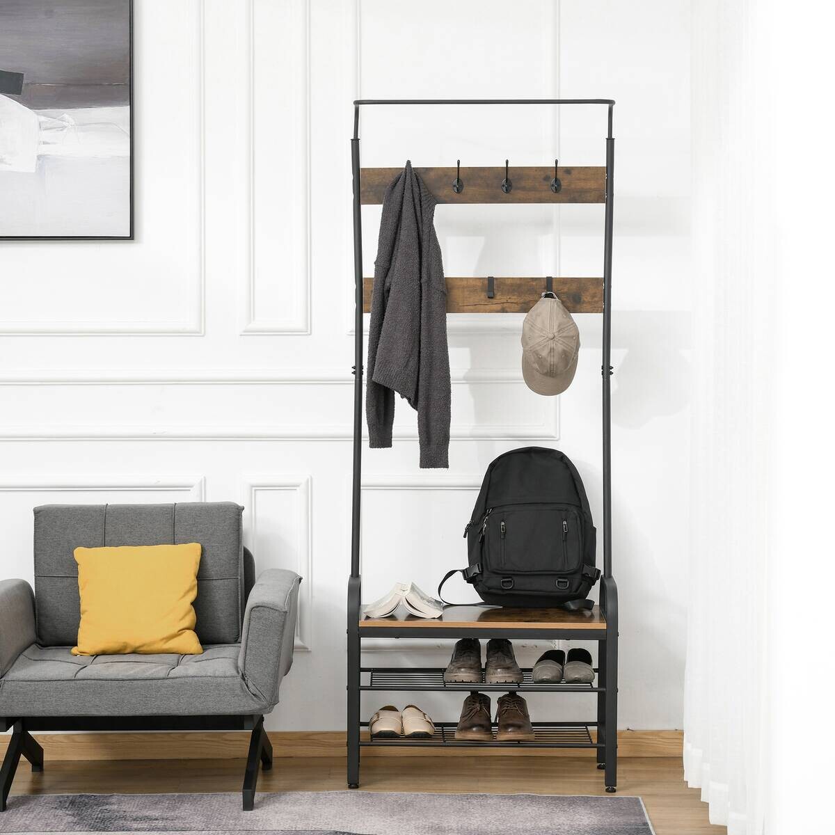 HOMCOM Garderobe schwarz Polypropylen B/H/L: ca. 34x72x185 cm