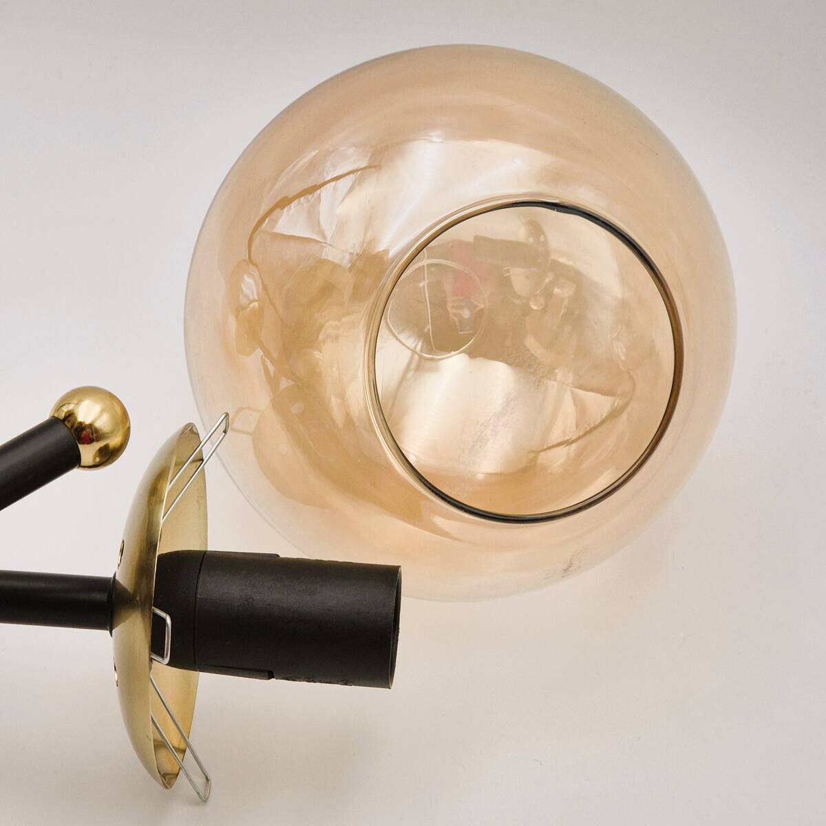 Lamkur Pendelleuchte Malena schwarz gold Glas Holz Kunststoff H/L: ca. 19x39 cm E27 3 Brennstellen