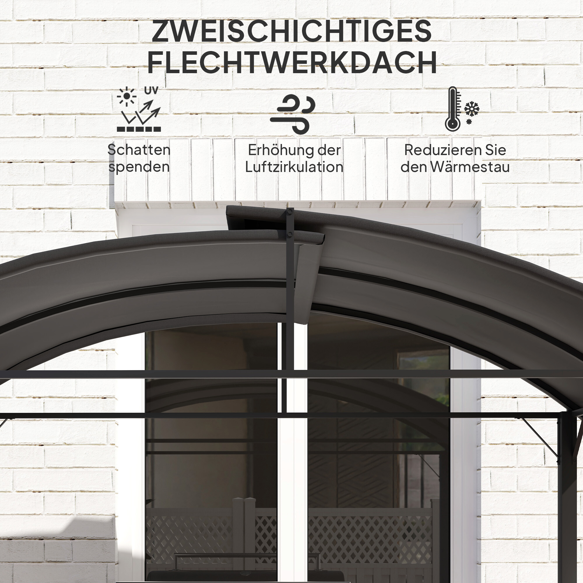 Outsunny Grillpavillon dunkelgrau Polyester B/H/L: ca. 110x235x233 cm