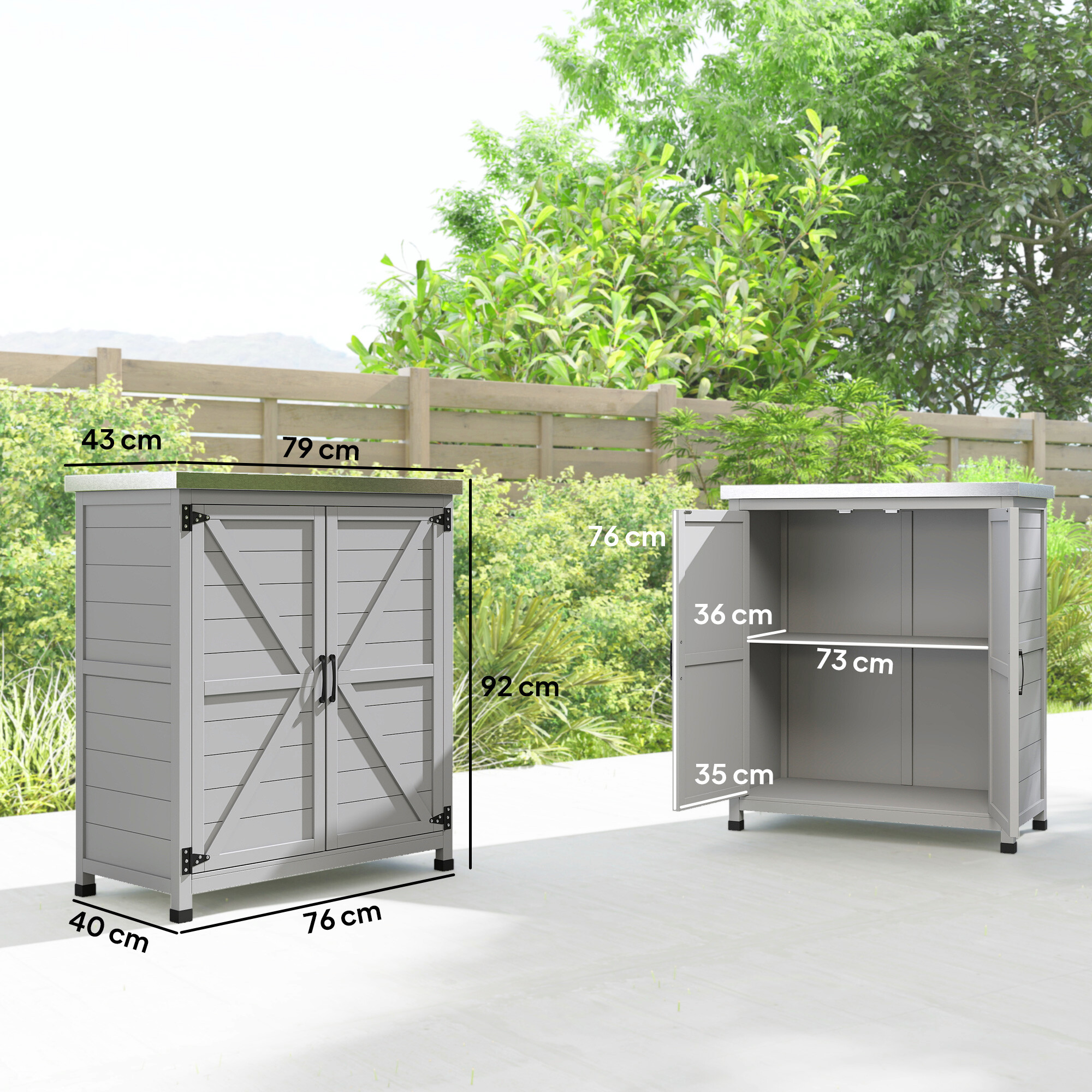 Outsunny Gartenschrank grau Stahl B/H/L: ca. 43x92x79 cm