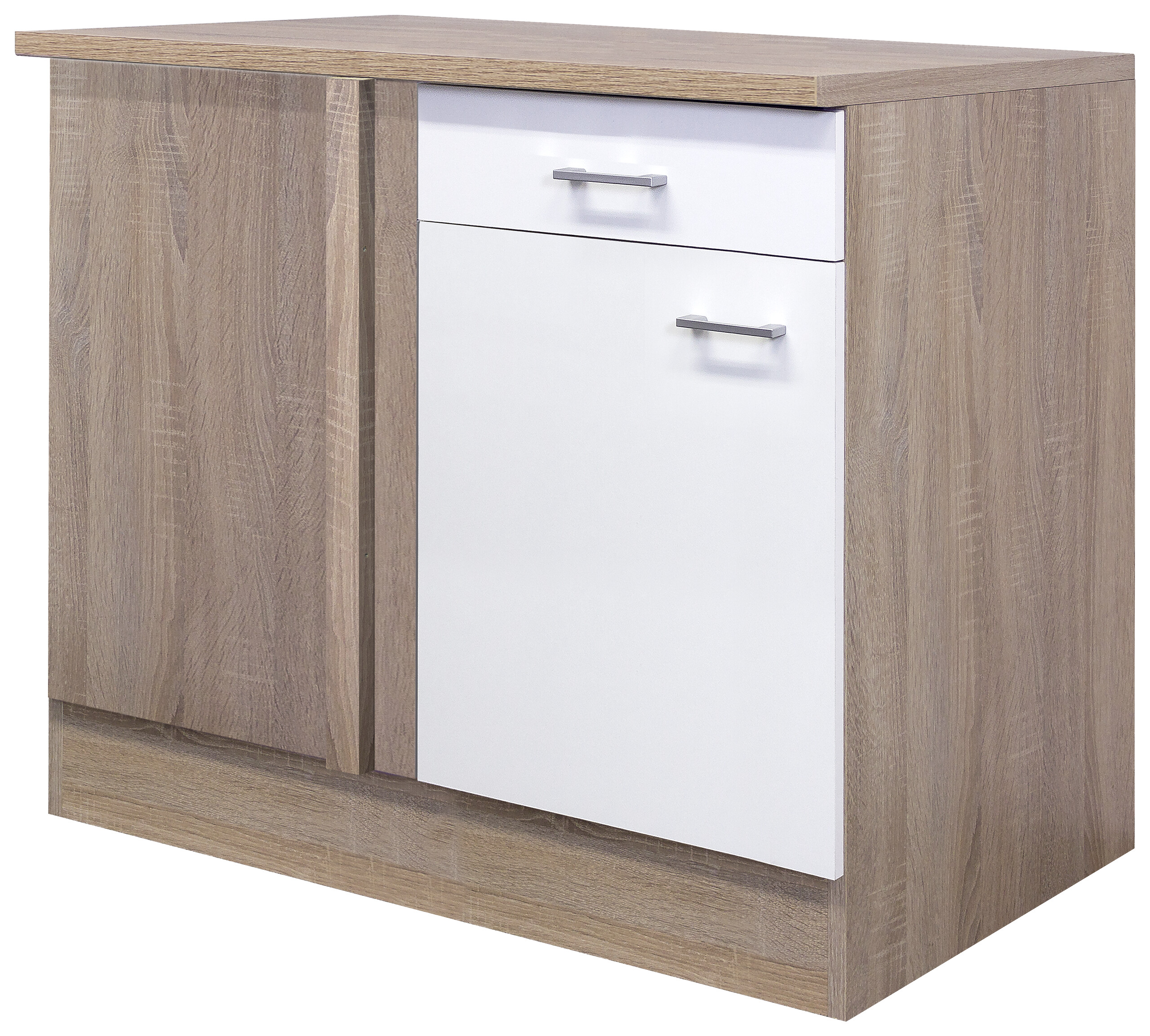 Eckunterschrank Samoa weiß Eiche Nachbildung B/H/T: ca. 110x85x60 cm