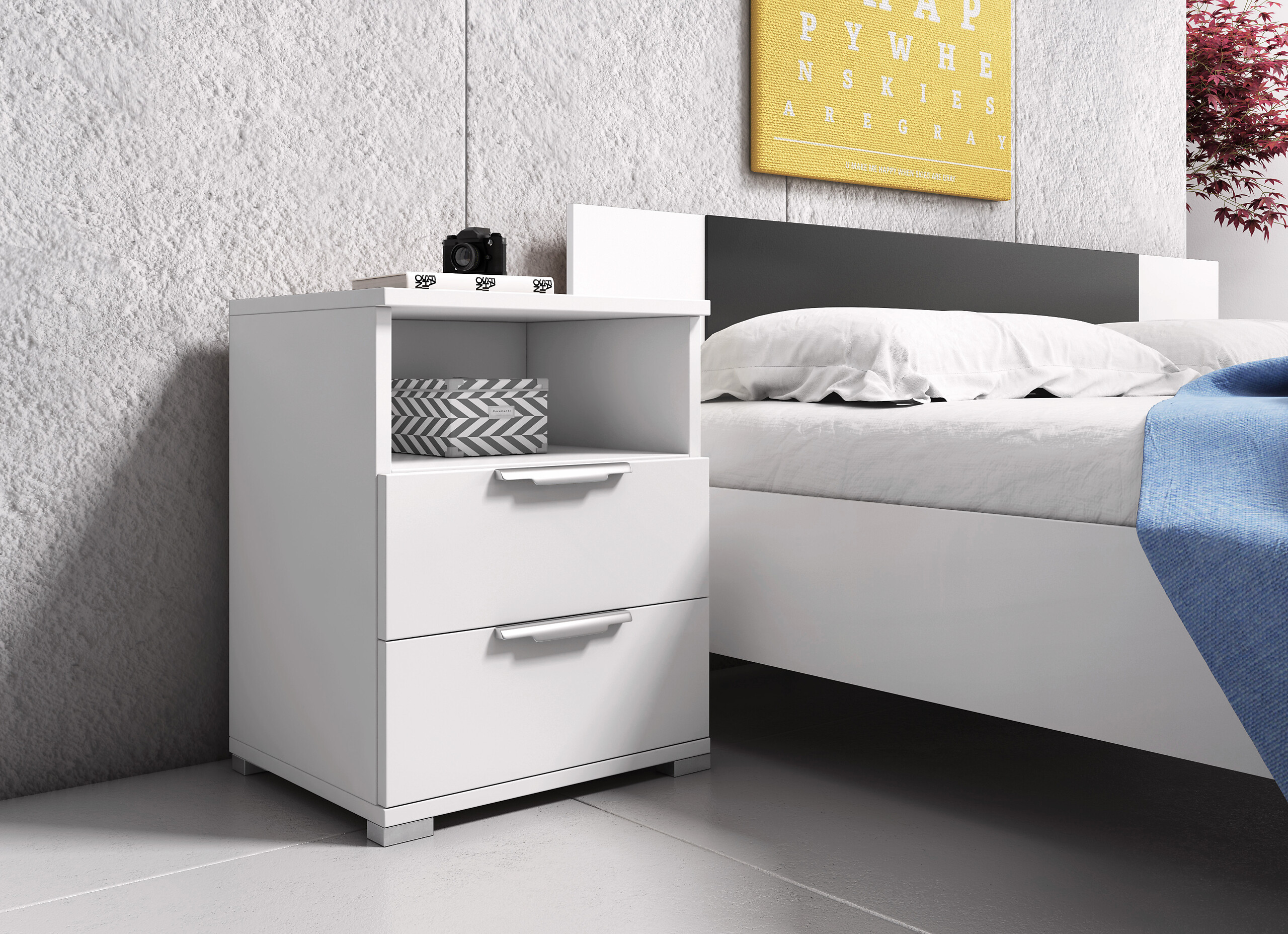 Nachtkonsole NAKA weiß B/H/T: ca. 46x61x42 cm Nachtkonsole NAKA weiß B/H/T: ca. 46x61x42 cm