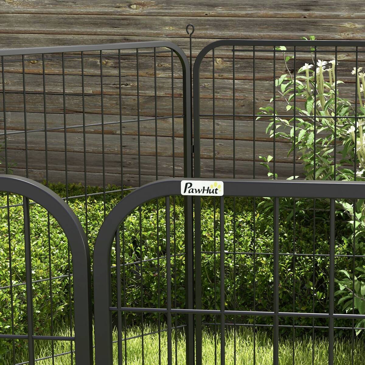 PawHut Welpenauslauf Freigehege schwarz Edelstahl B/H/L: ca. 79x79x100 cm