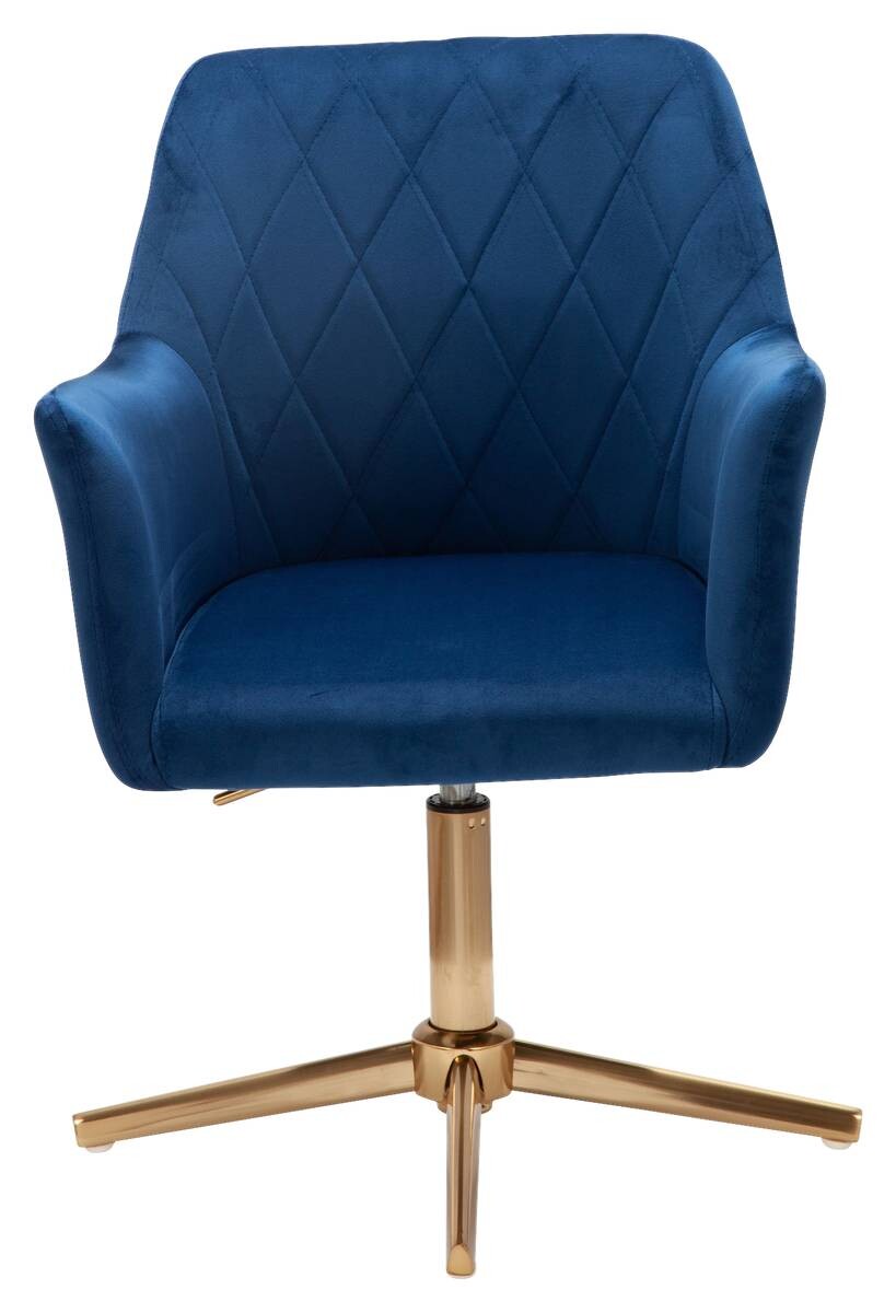 Drehstuhl blau Samt Eisen