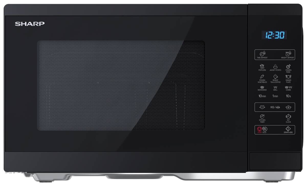 Sharp Mikrowelle mit Grill YC-MG252AE-B schwarz Stahl B/H/T: ca. 47,2x28x34,5 cm