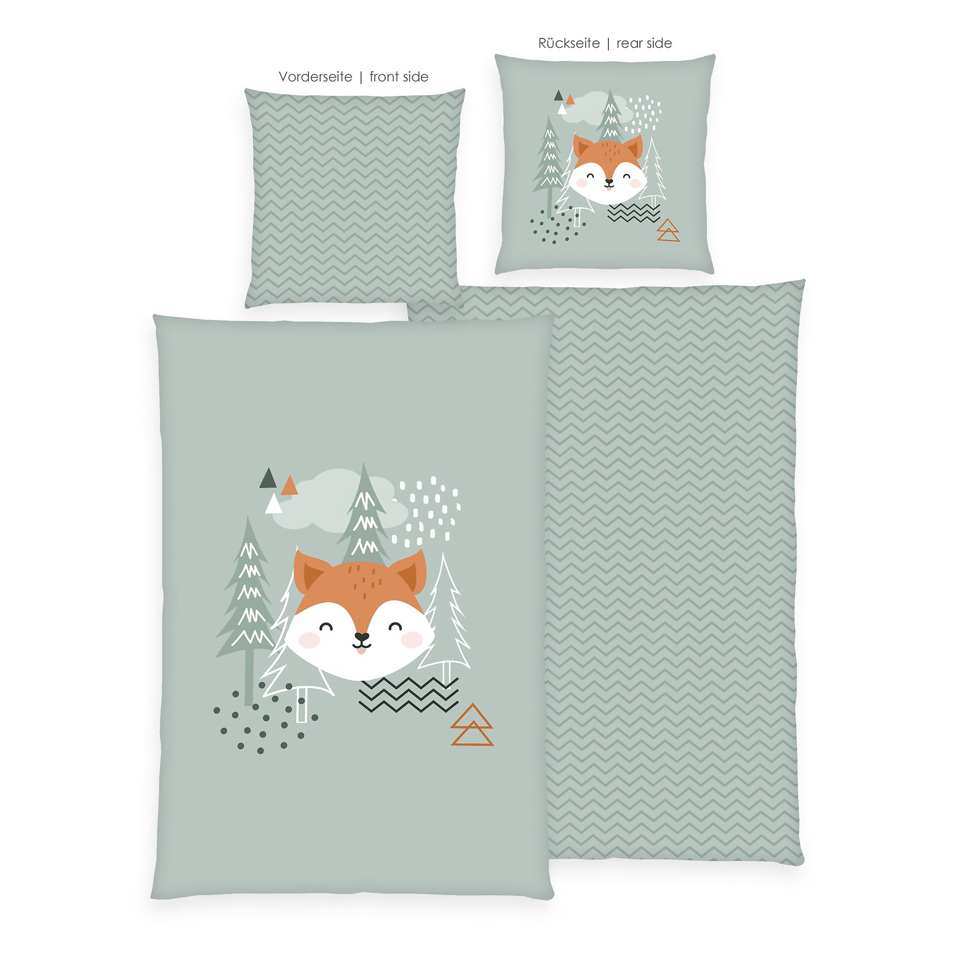 Baumwoll Bettwäsche Nordic Forest grün Baumwolle