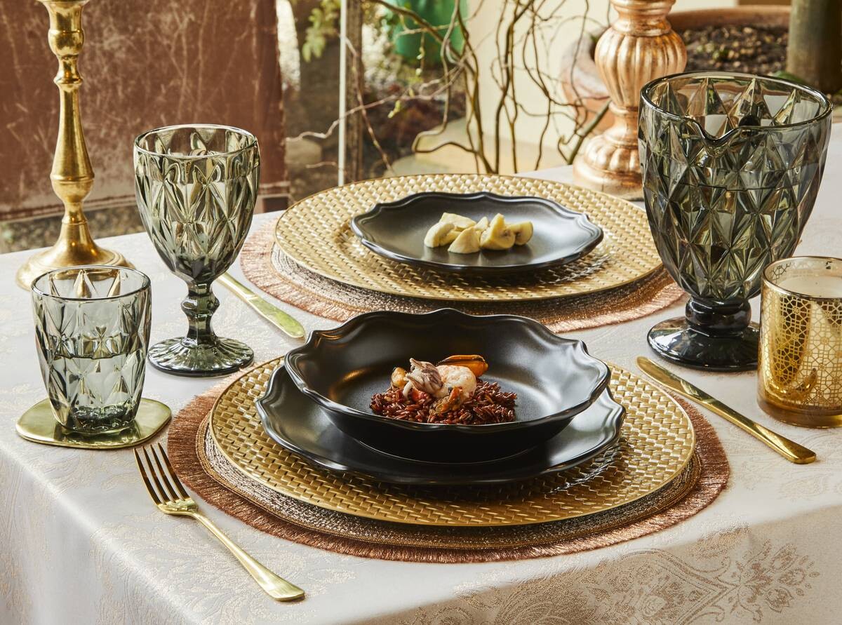 TOGNANA Tafelservice Cecile schwarz Steinzeug 12 tlg.