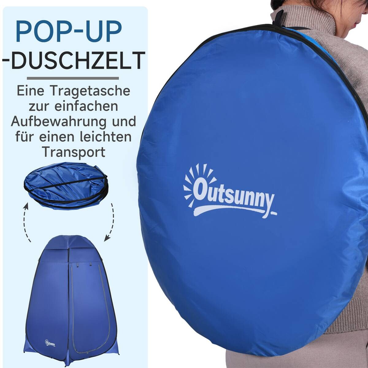Outsunny Zelt blau Polypropylen B/H/L: ca. 120x120x190 cm