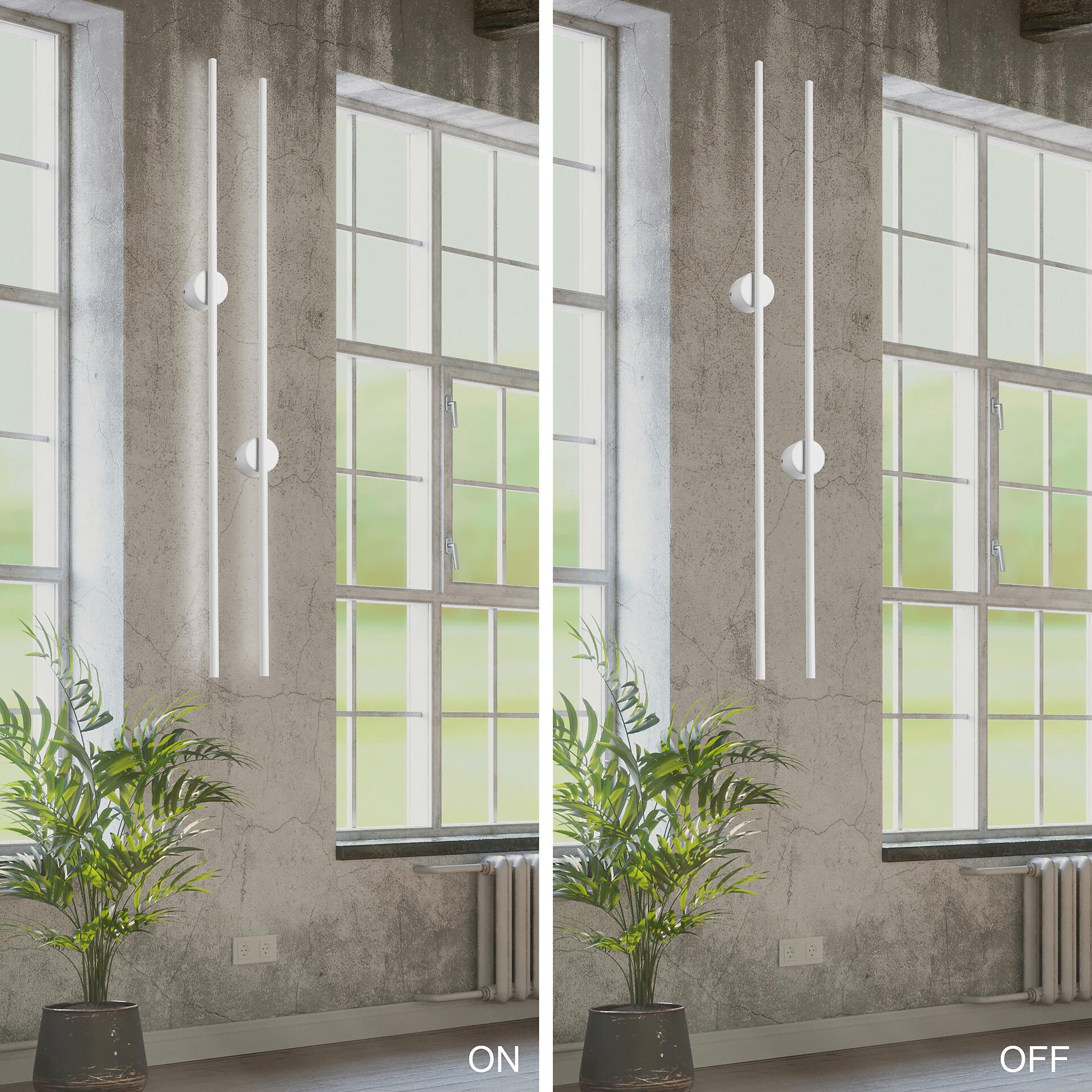 Lamkur LED-Wandleuchte weiß PVC Holz B/H/L: ca. 7x120x7 cm