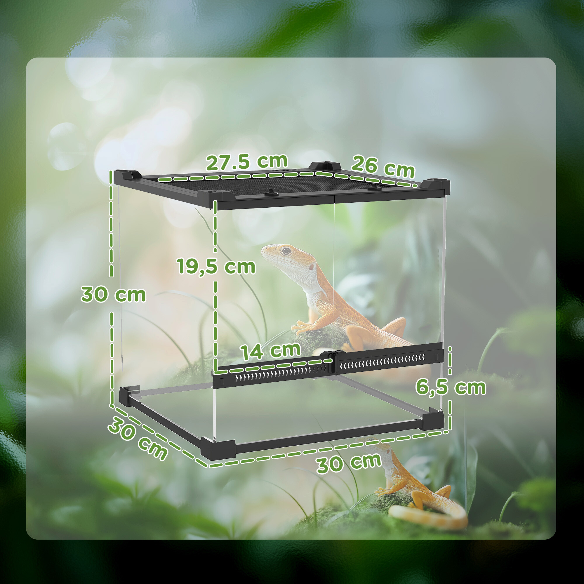 PawHut Terrarium schwarz Stahl B/H/L: ca. 30x30x30 cm