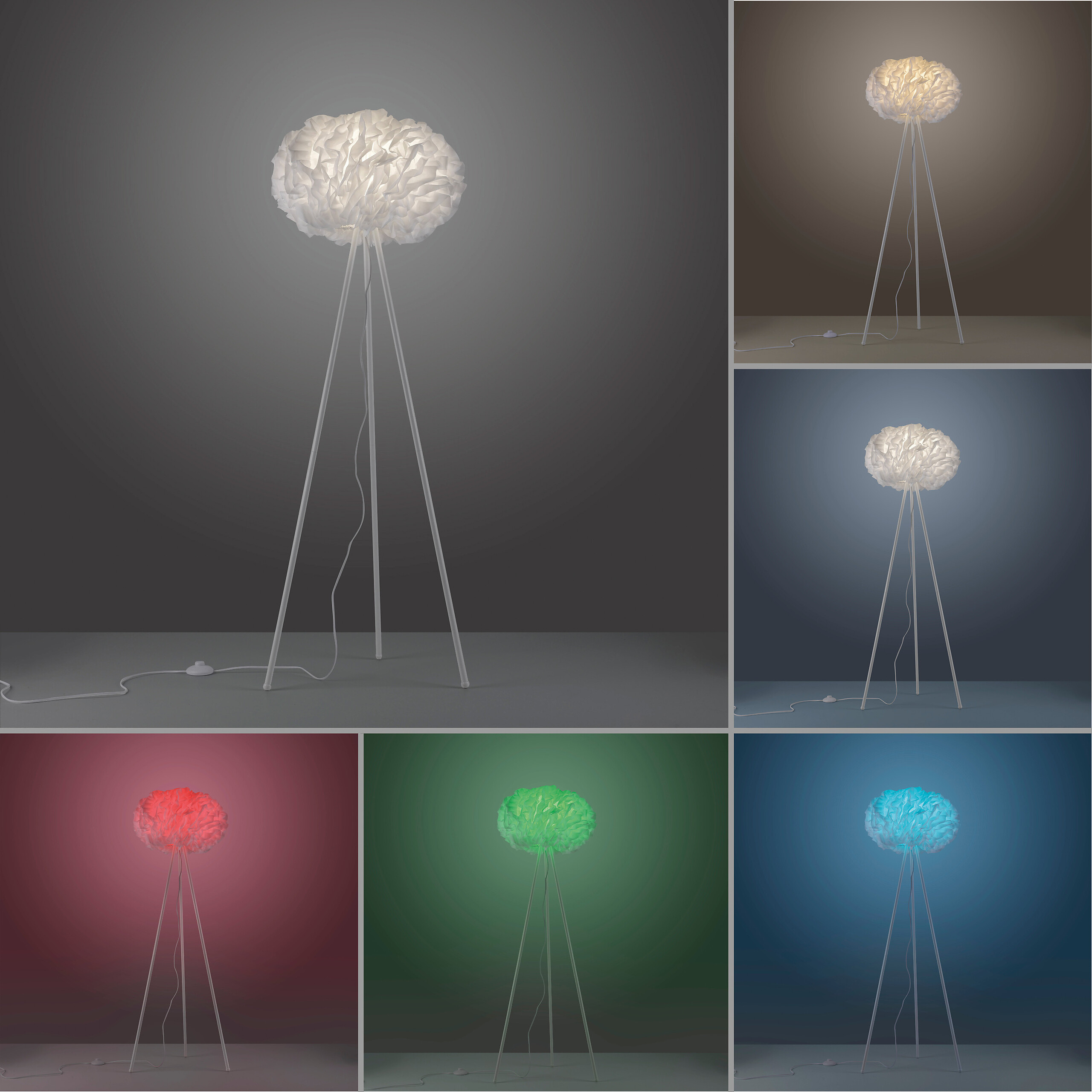 Just Light Smarte Stehleuchte PN11212-16 Naomi weiß Eisen Kunststoff Stoff H/D: ca. 140x47 cm E27 1 Brennstellen