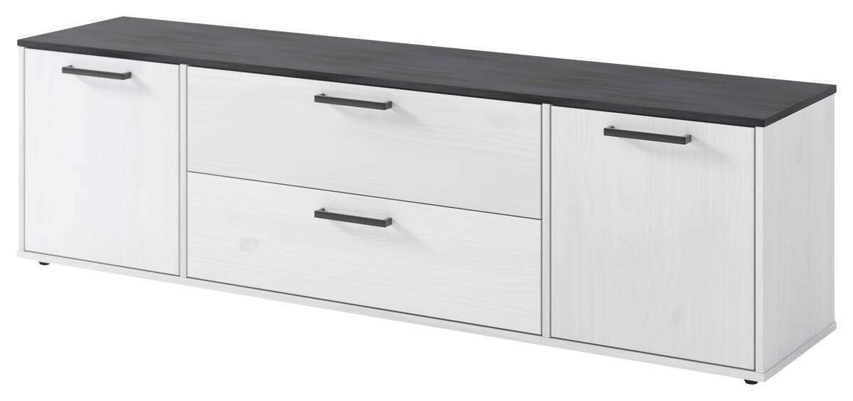 Lowboard Smart 1 Massivholz kiefer weiß schwarz B/H/T: ca. 182x52x40 cm