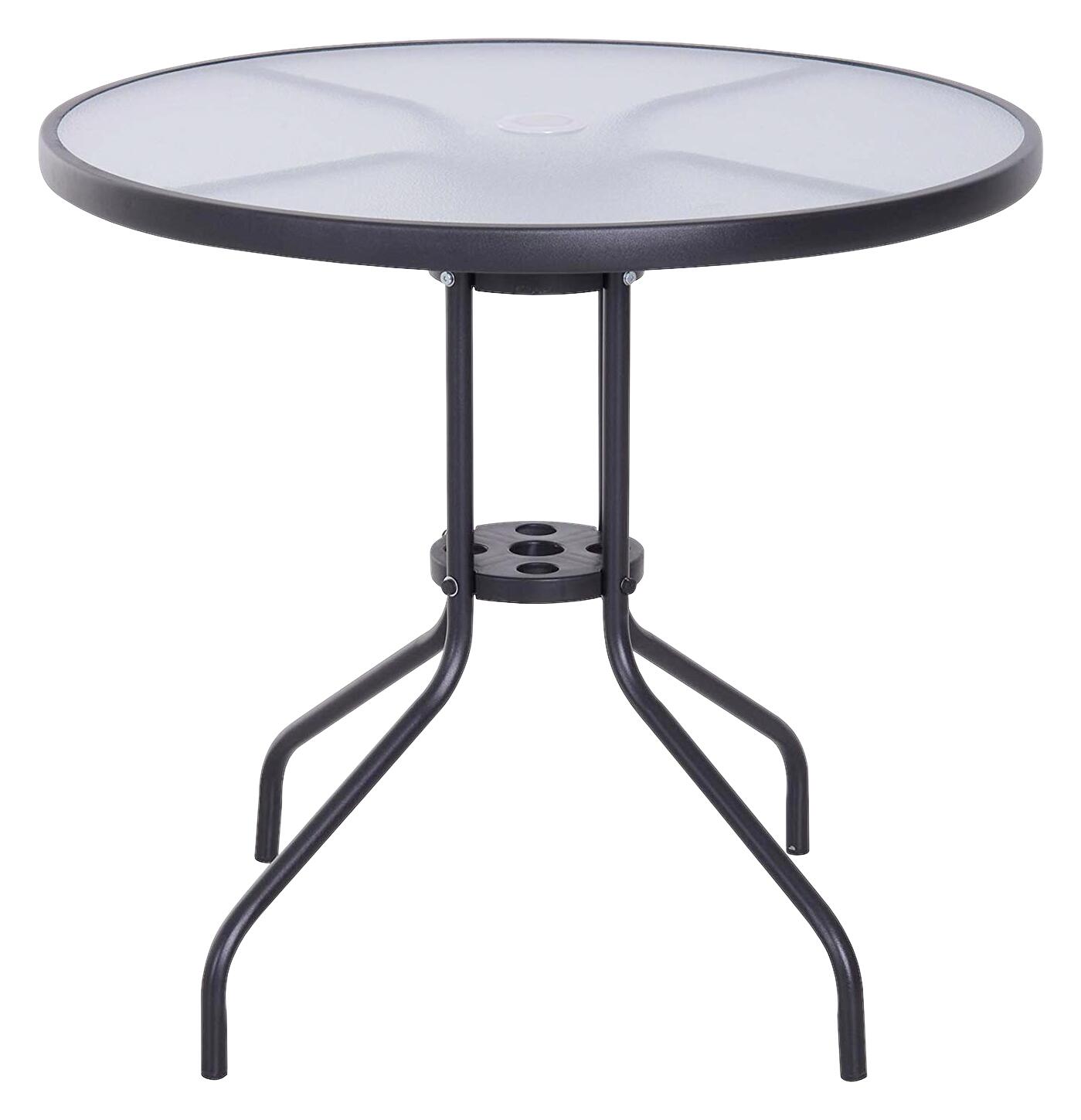 Outsunny Gartentisch schwarz Stahl H/D: ca. 72x80 cm