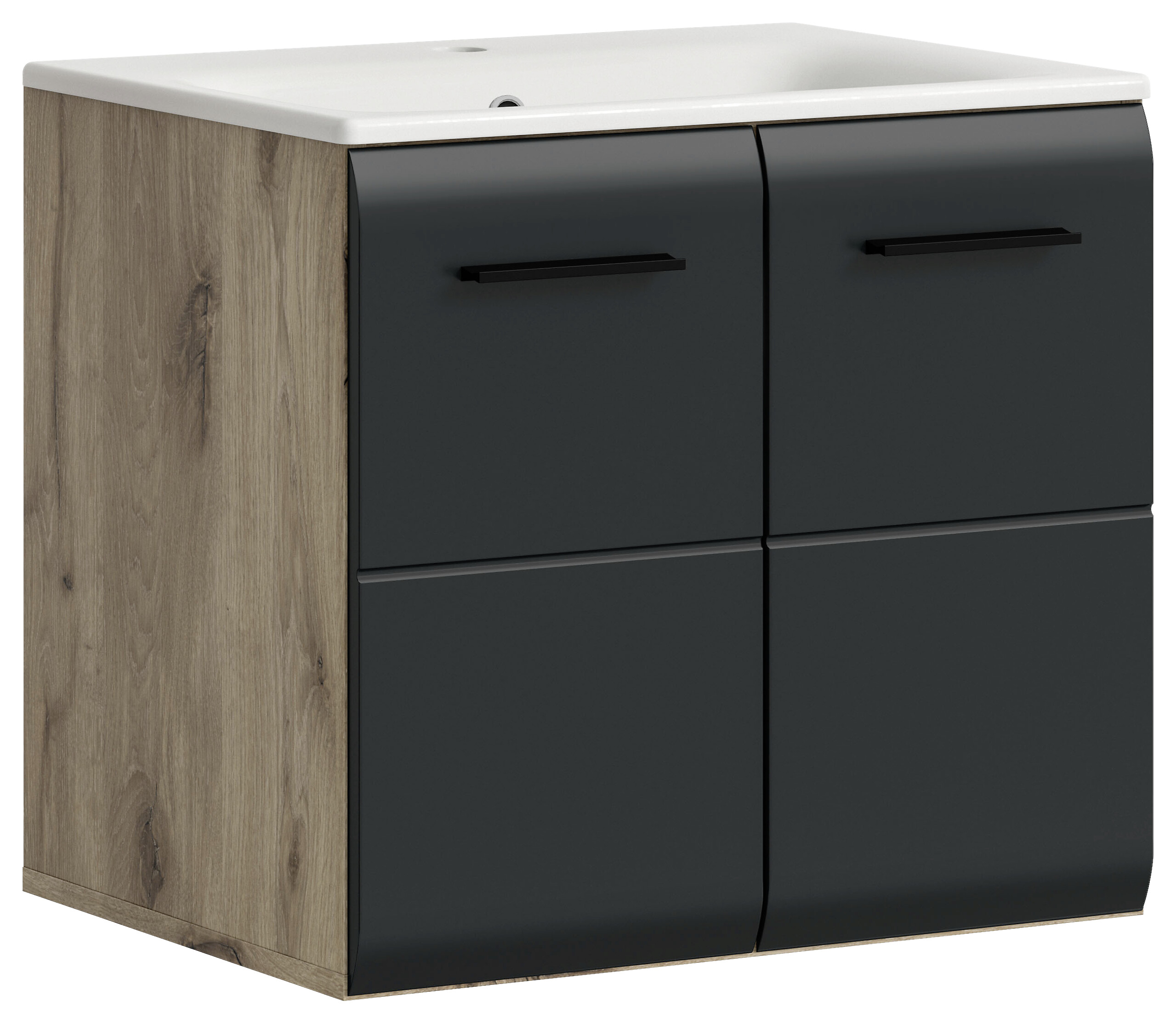 Waschplatz Ice Nox Oak Nachbildung schwarz matt B/H/T: ca. 60x55x46 cm