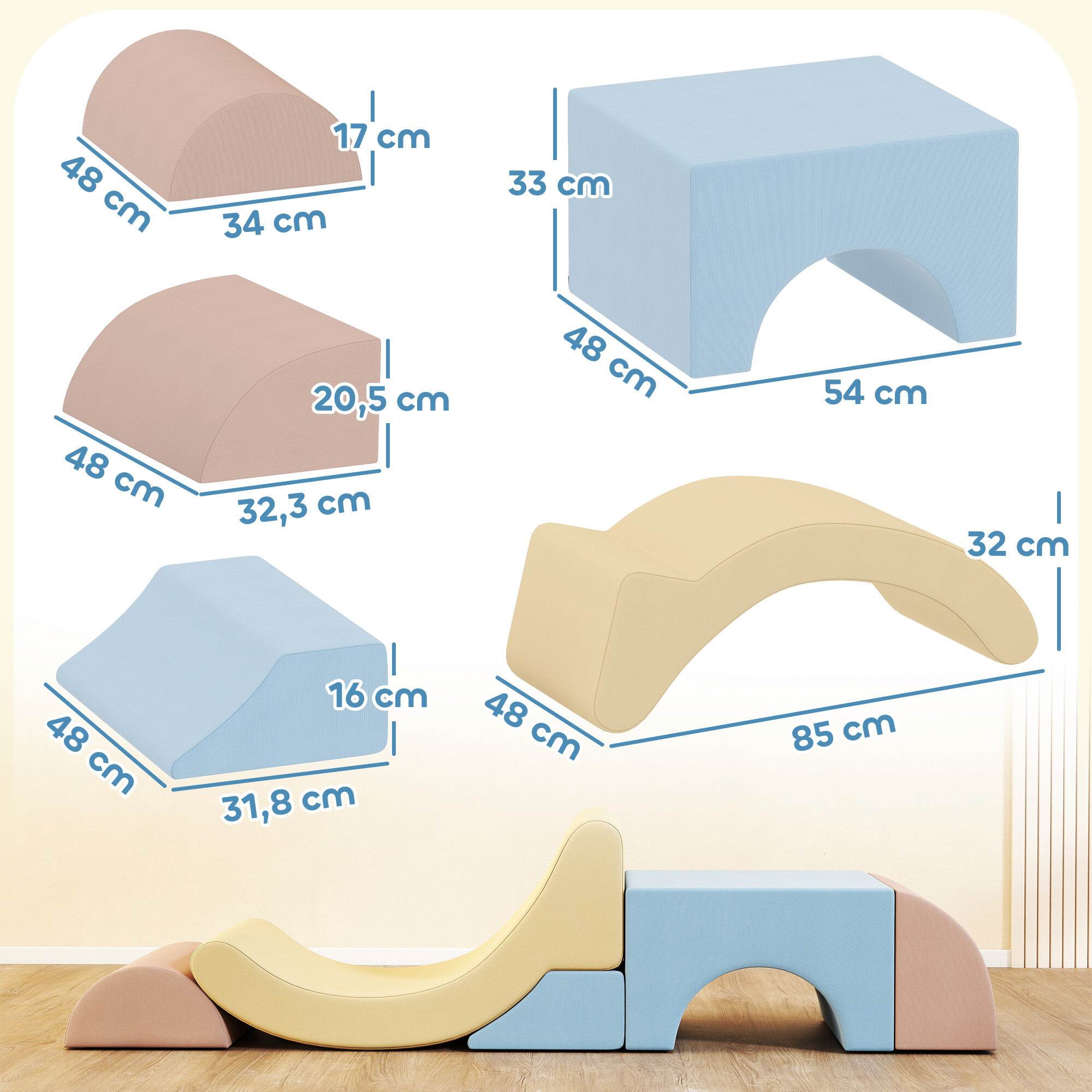 AIYAPLAY Schaumstoffbausteine B/H/L: ca. 48x32x85 cm