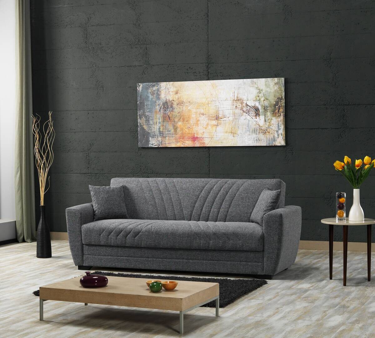 Schlafsofa Alanya grau Microfaser B/H/T: ca. 227x91x83 cm