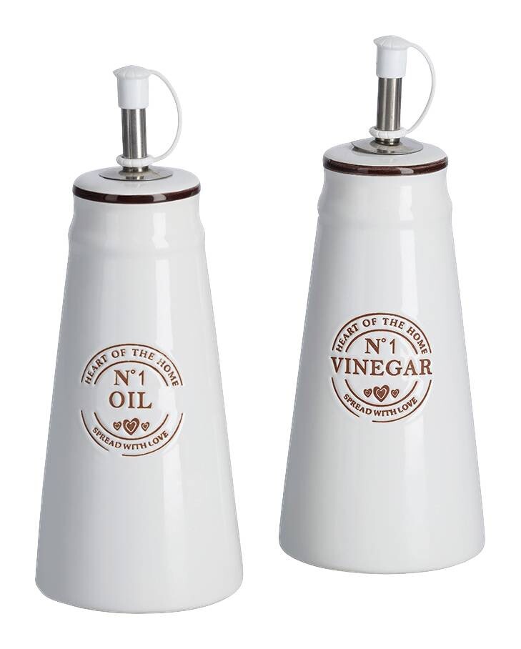 Zeller Essig-und Ölflaschen-Set weiß Keramik